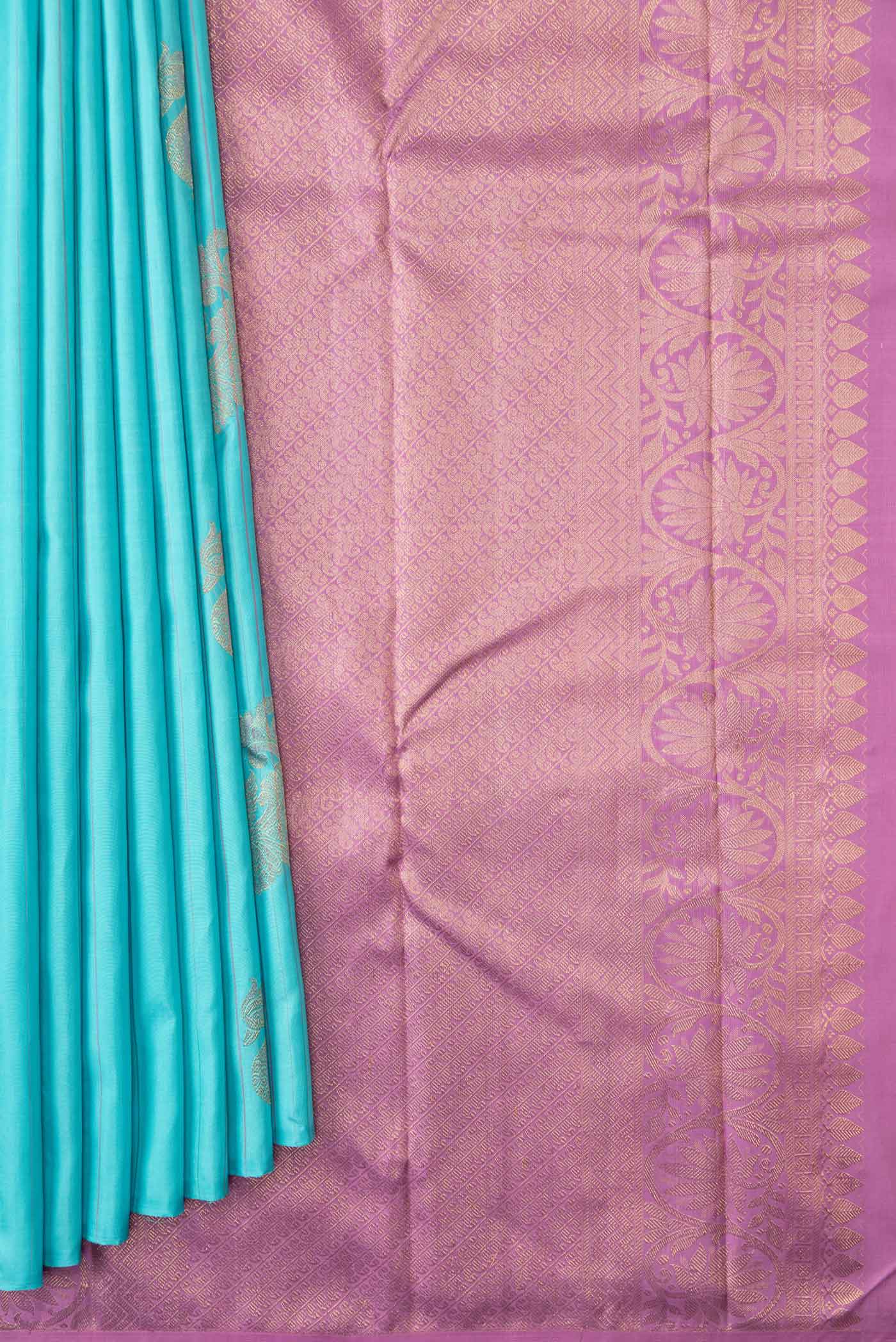 Sky Blue Dual Tone Kanjivaram Silk Saree - Image 3