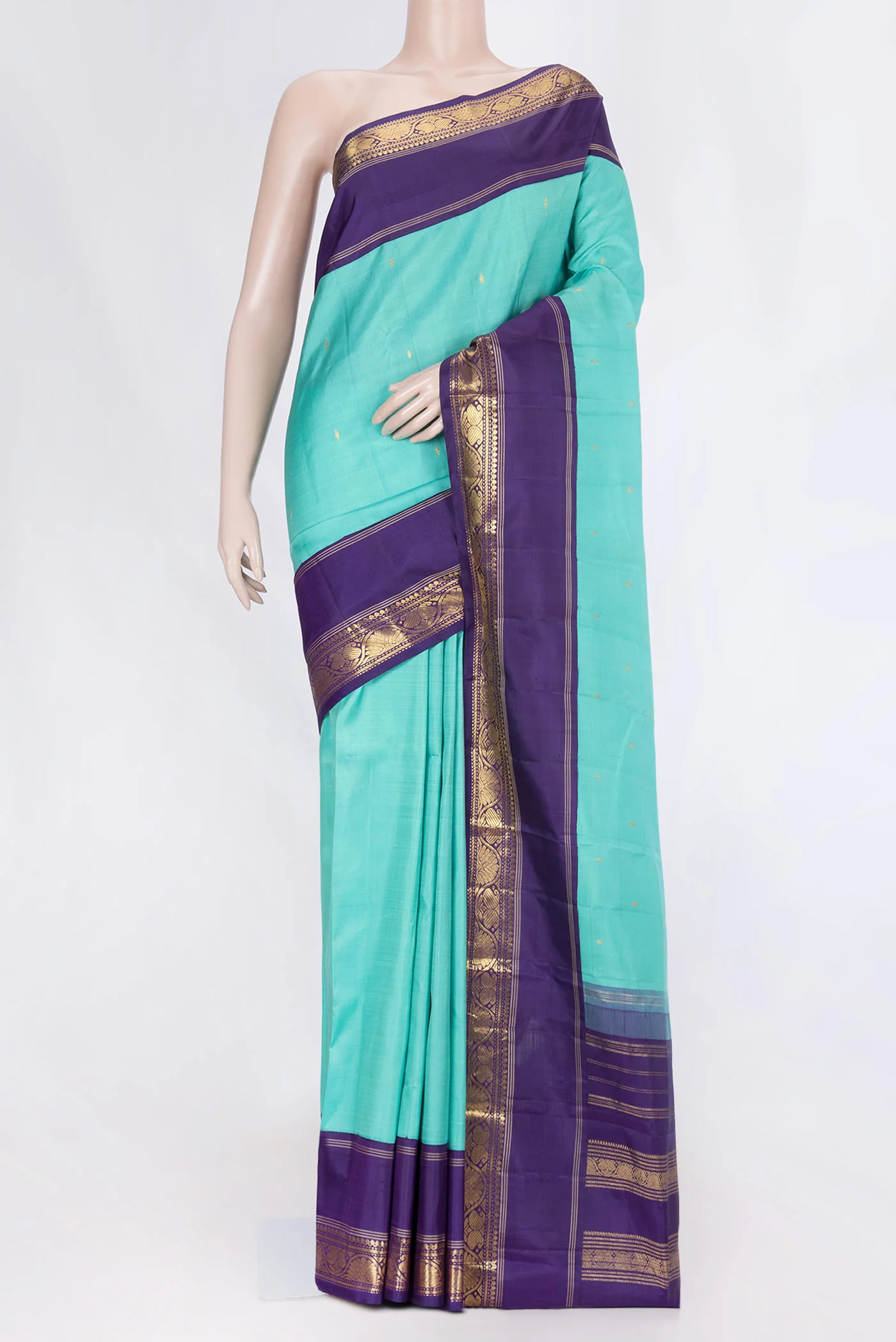 Sky Blue Dual Tone Kanjivaram Silk Saree