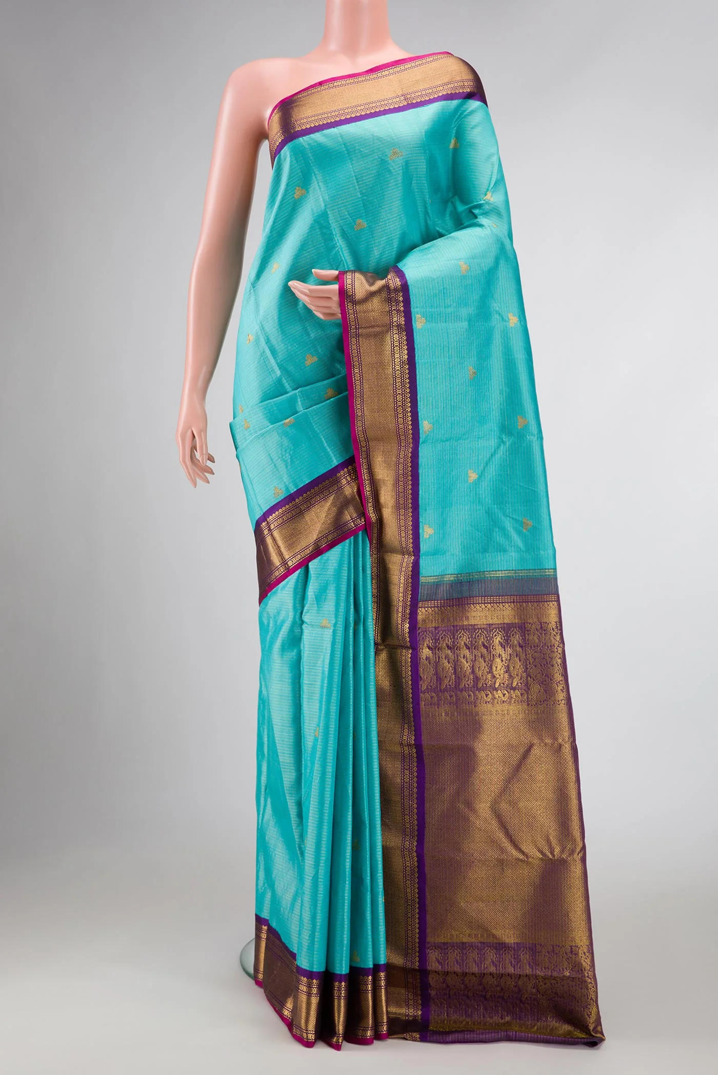 Sky Blue Dual Tone Kanjivaram Silk Saree