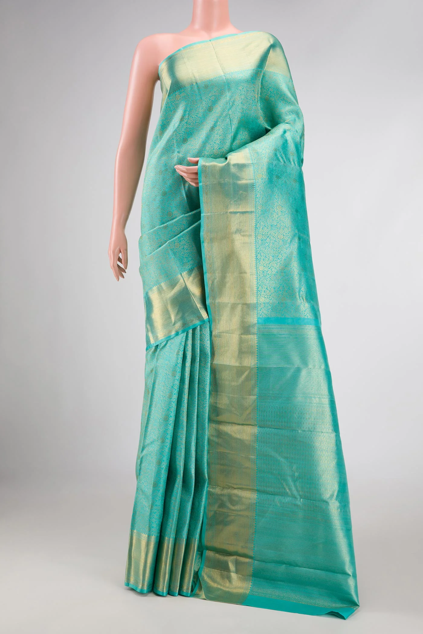 Sky Blue Dual Tone Kanjivaram Silk Saree