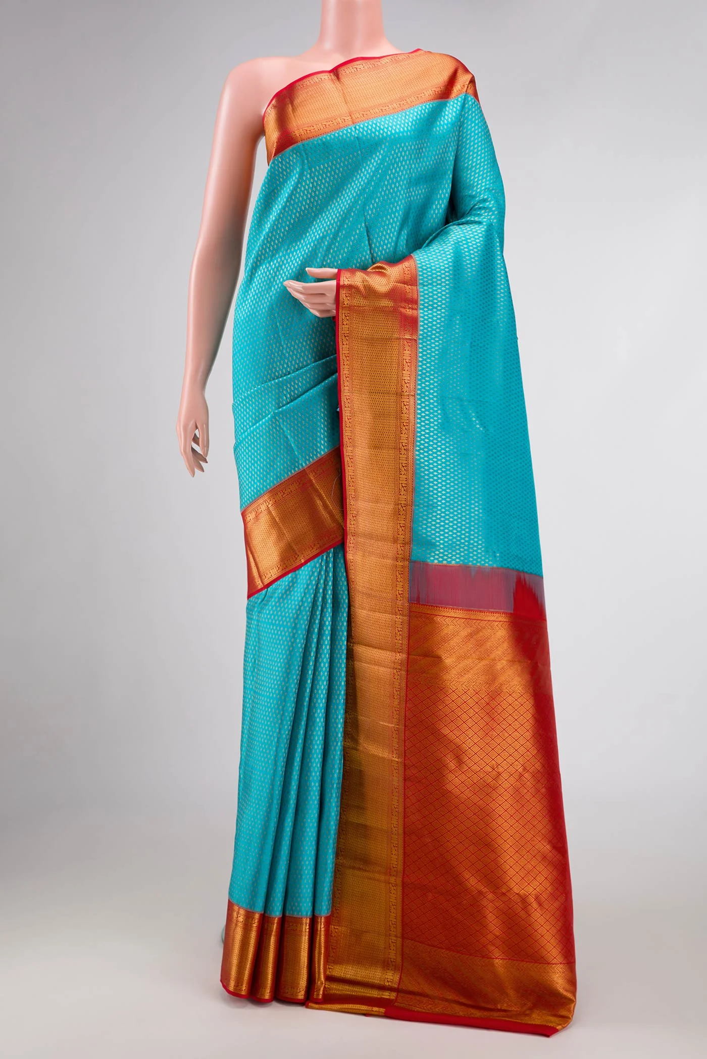 Sky Blue Dual Tone Kanchipuram Silk Saree