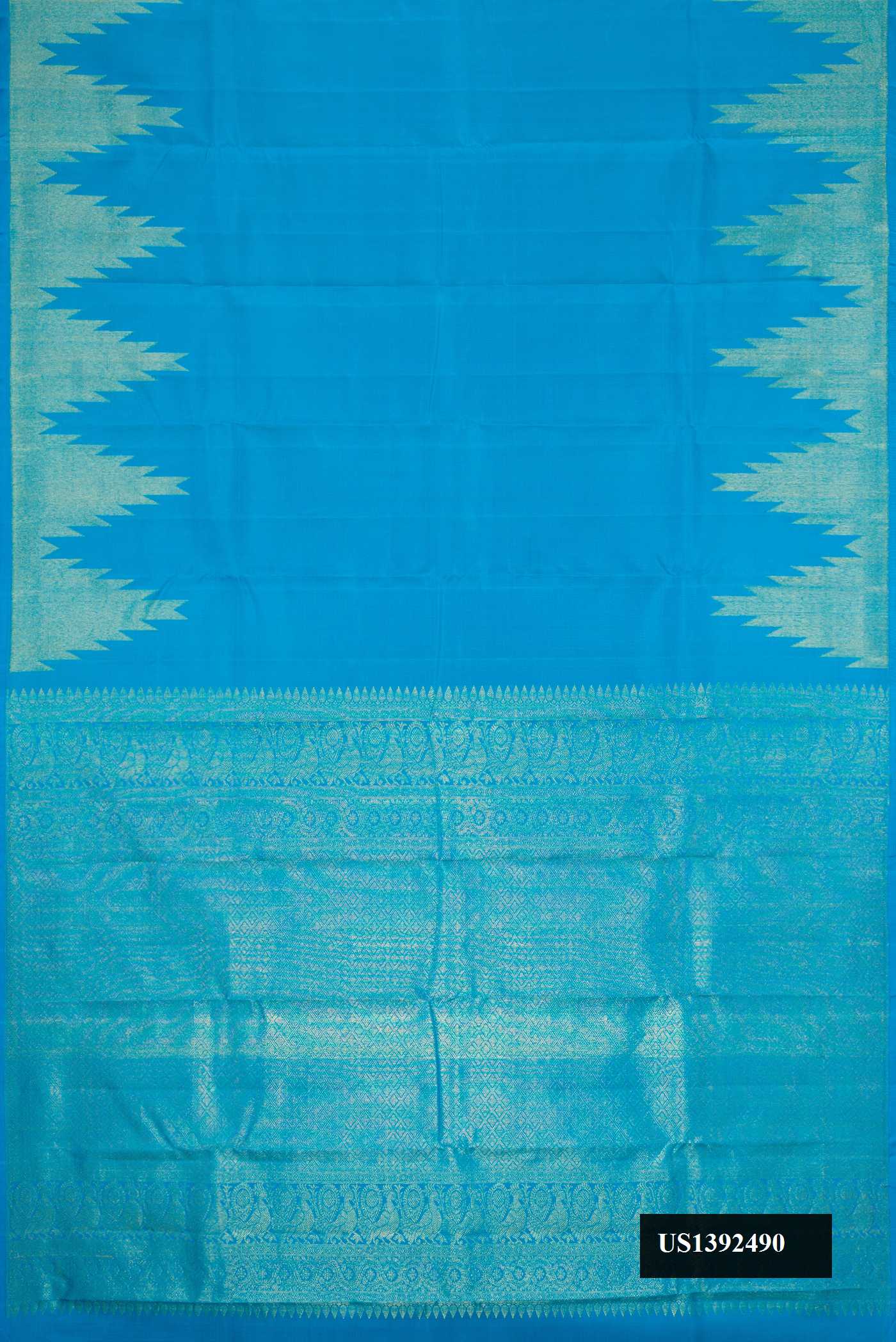 Sky Blue Dual Tone Kanchipuram Silk Saree