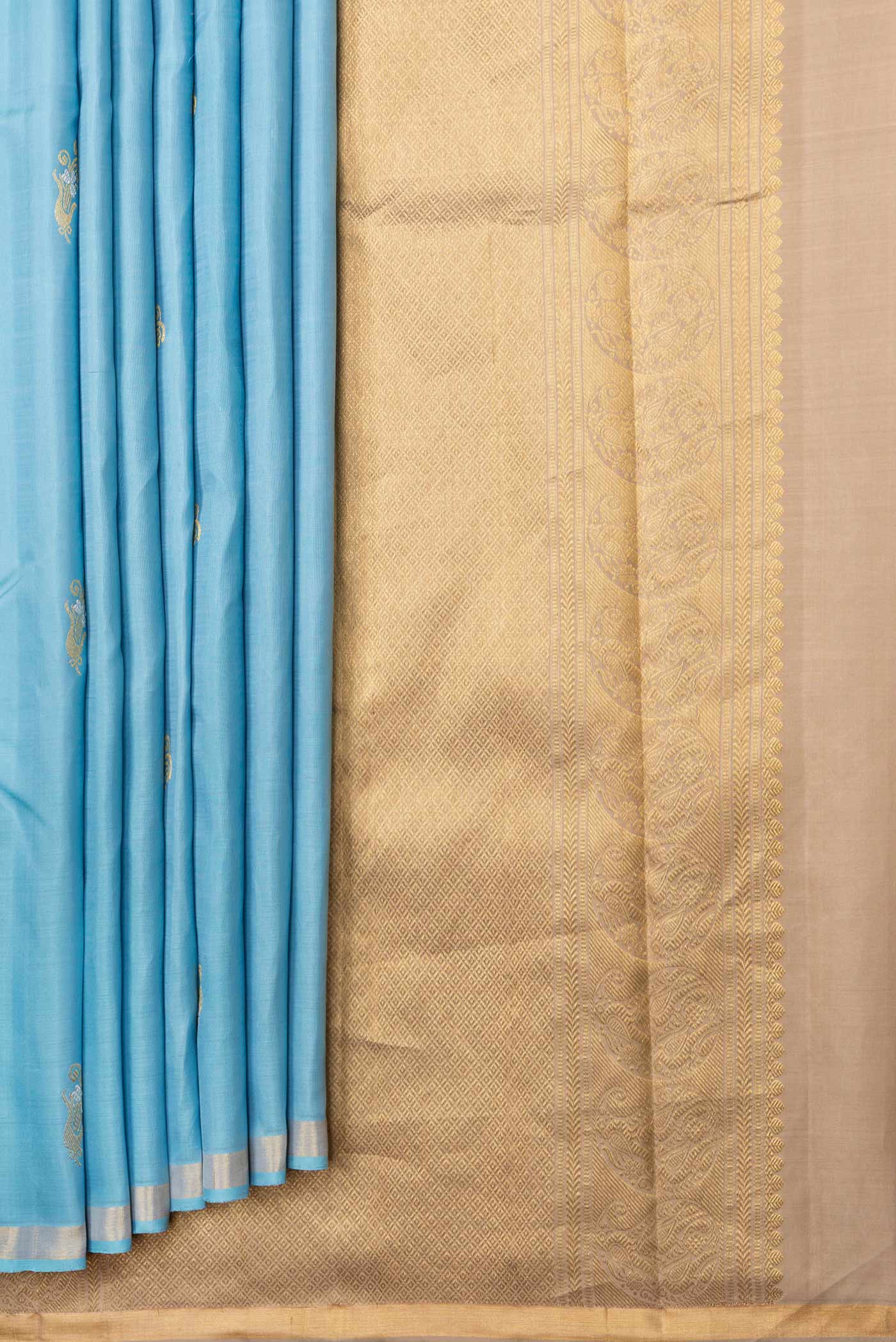 Sky Blue Kanchipuram Silk Saree - Image 4