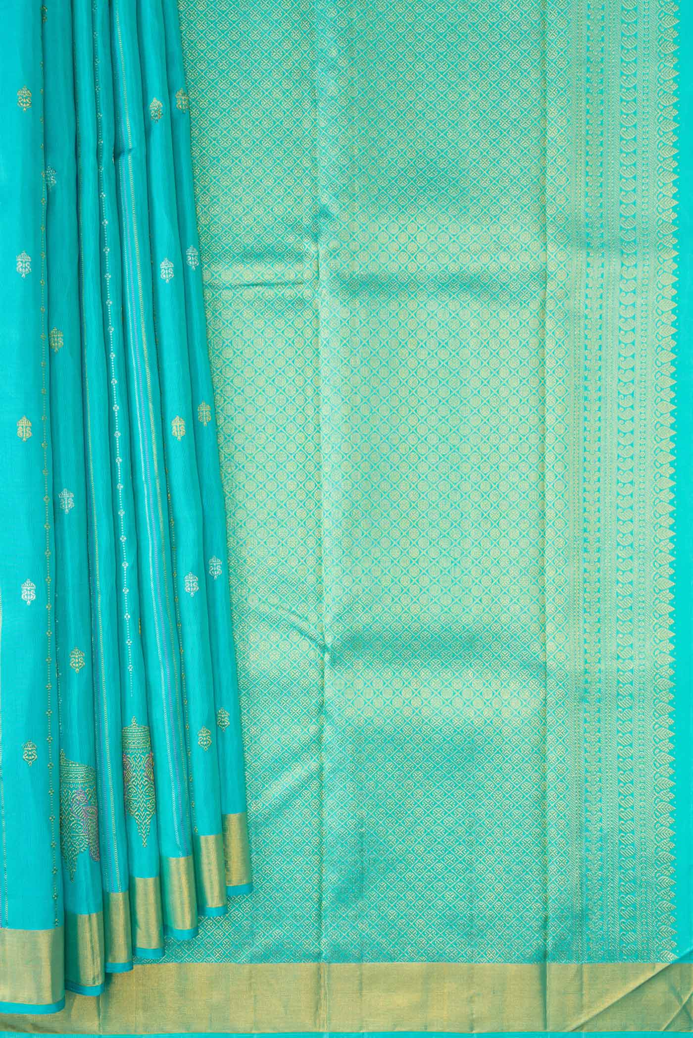 Sky Blue Kanchipuram Silk Saree - Image 4