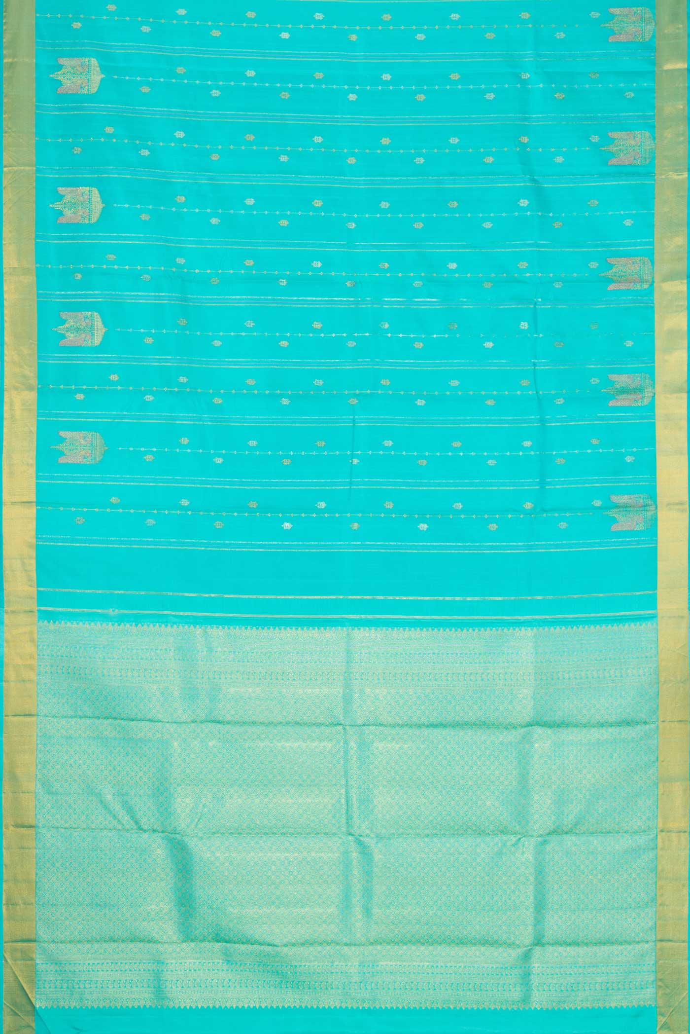 Sky Blue Kanchipuram Silk Saree - Image 6