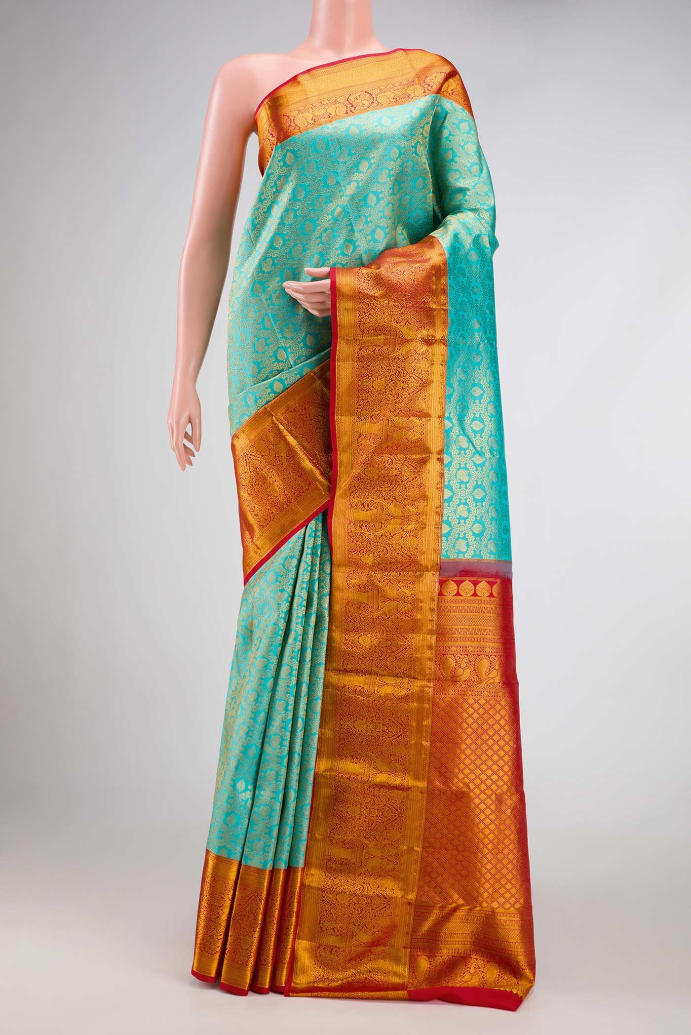 Sky Blue Kanchipuram Silk Saree