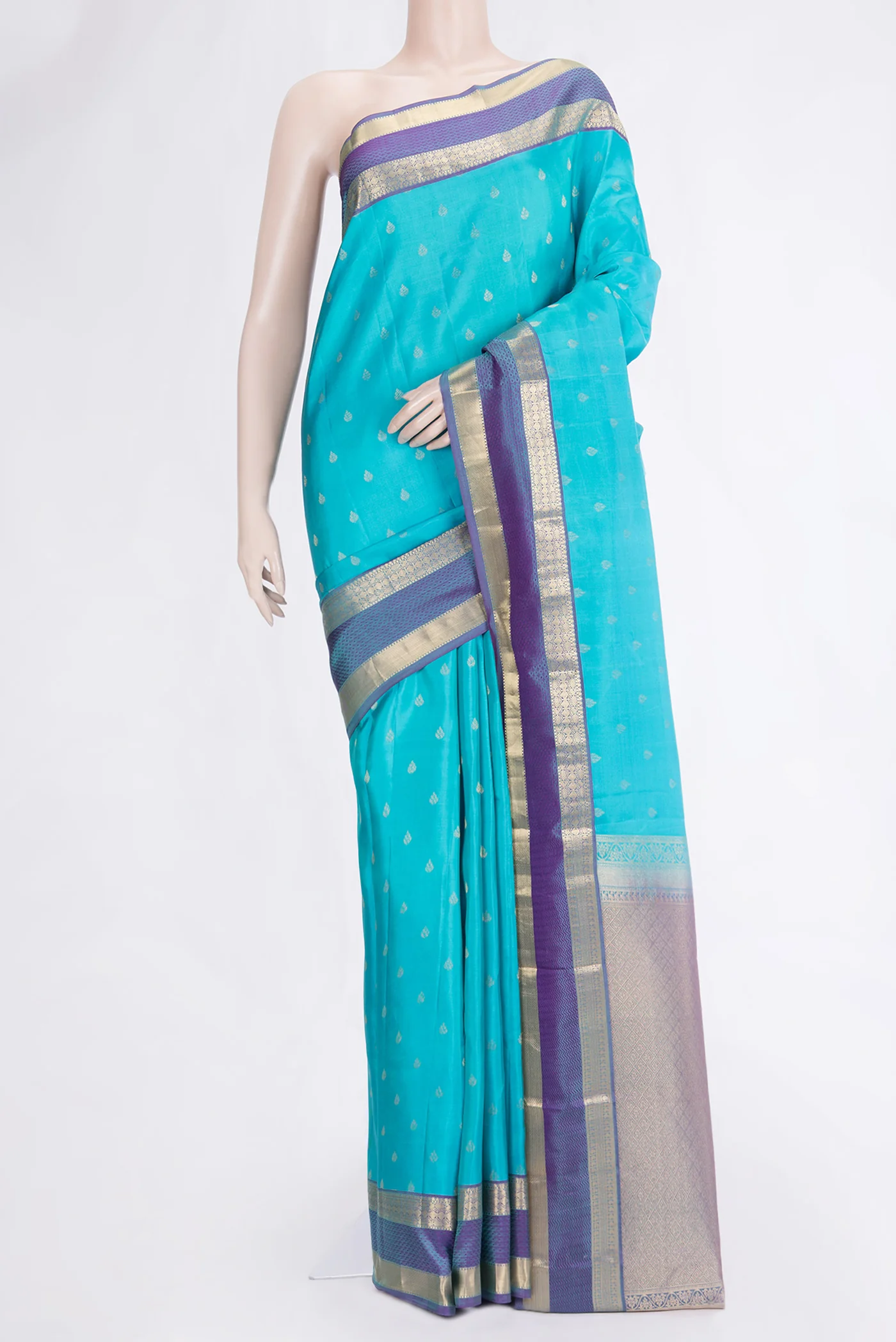 Sky Blue Kanchipuram Silk Saree