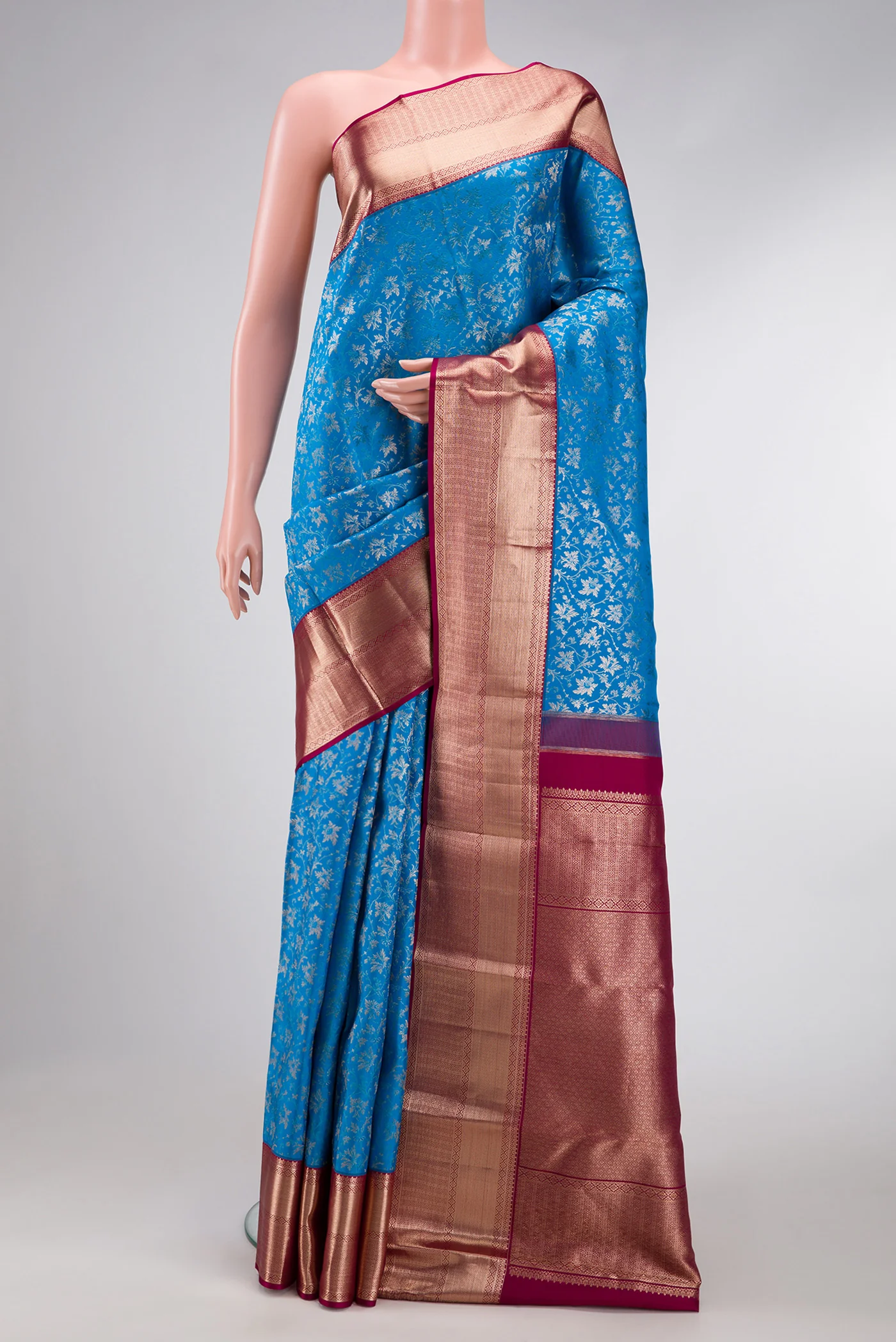 Sky Blue Kanchipuram Silk Saree
