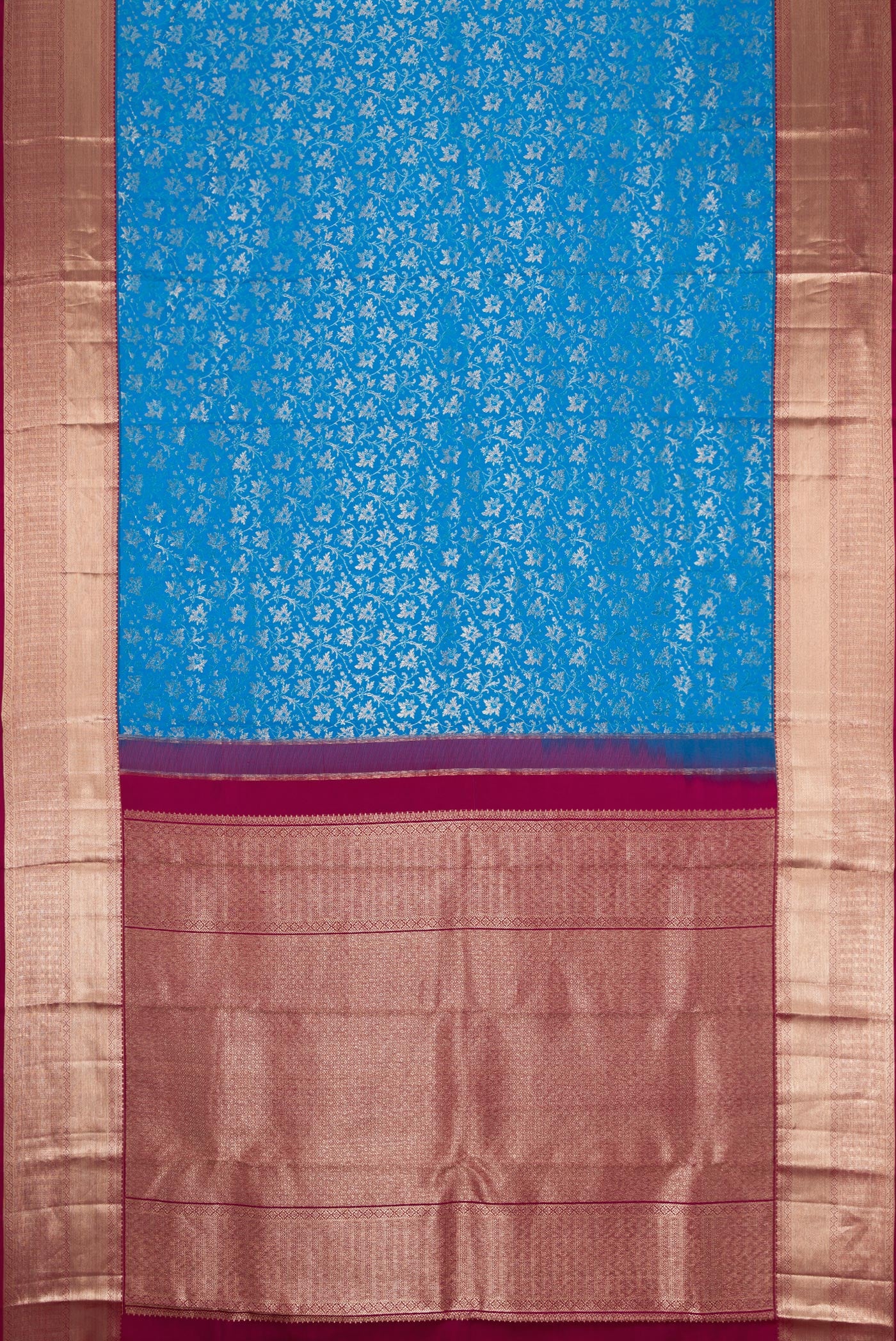 Sky Blue Kanchipuram Silk Saree - Image 6