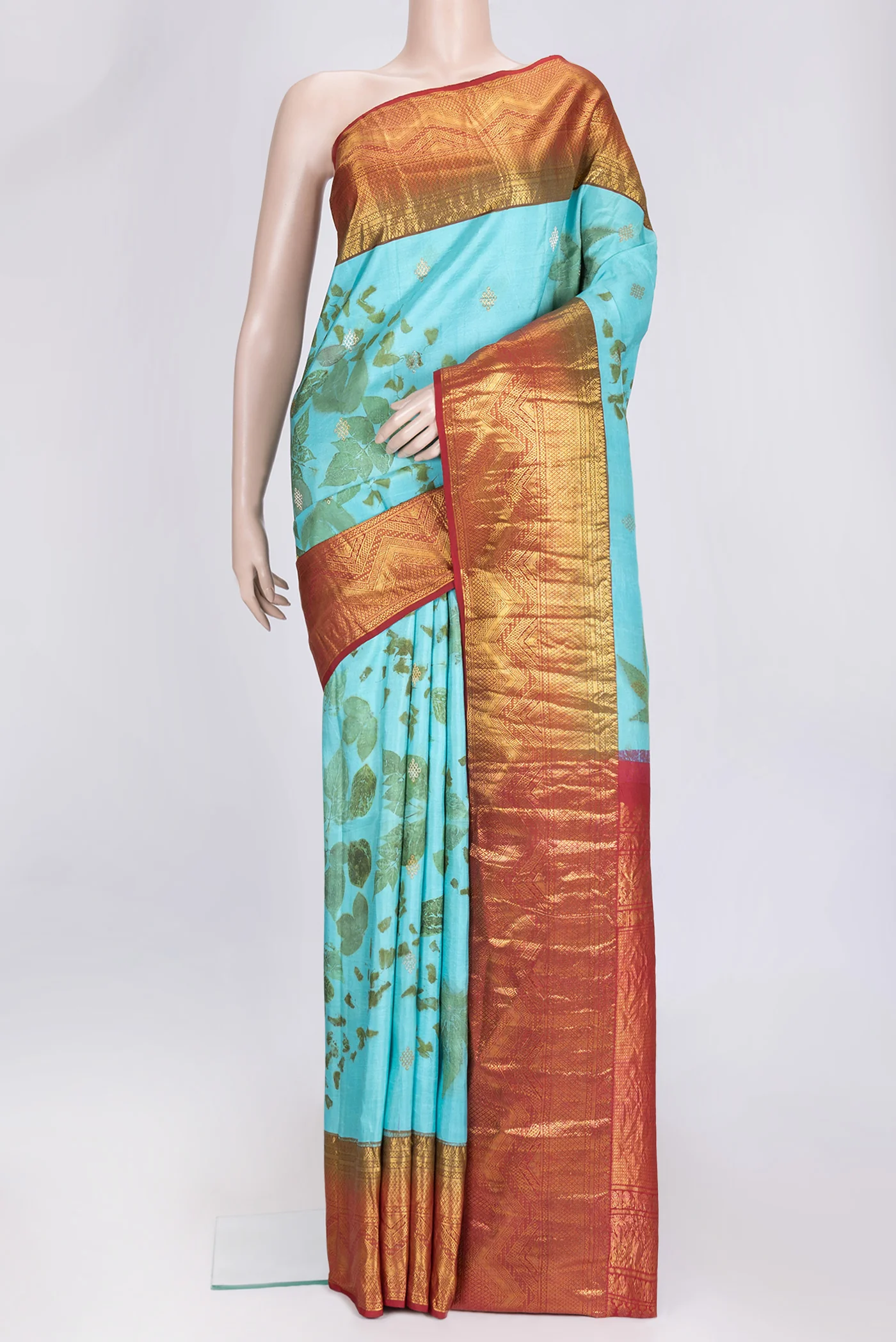 Sky Blue Kanchipuram Silk Saree