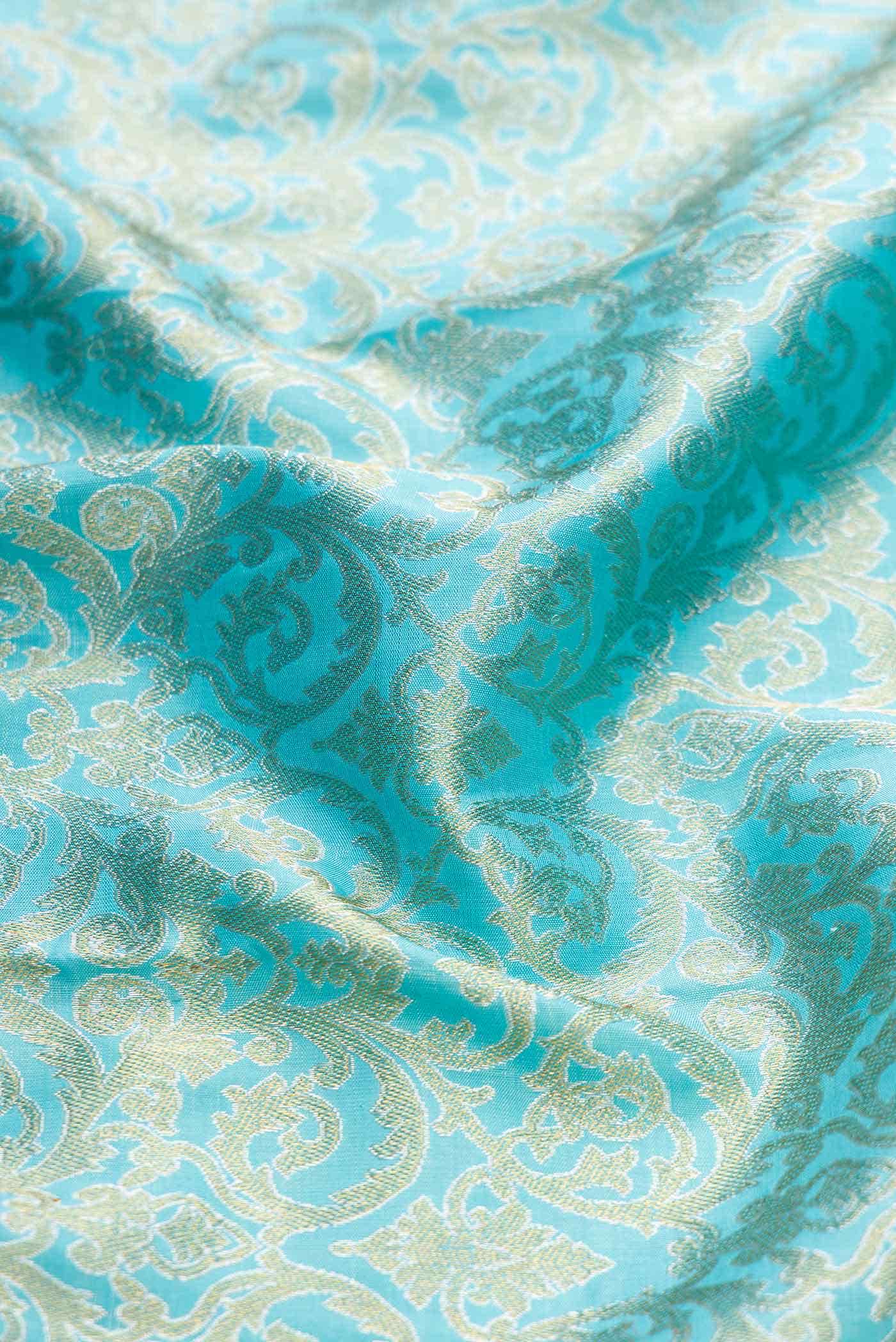 Sky Blue Dual Tone Kanchipuram Silk Saree - Image 3