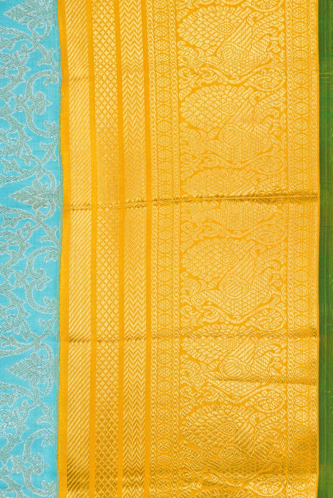 Sky Blue Dual Tone Kanchipuram Silk Saree - Image 6