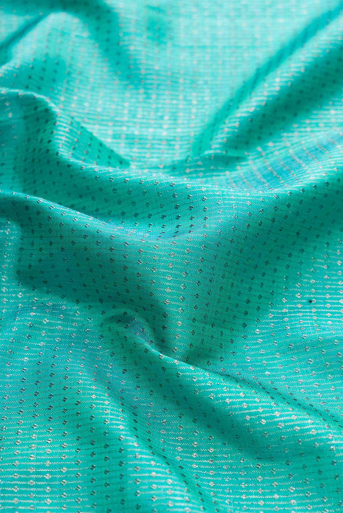 Sky Blue Dual Tone Kanchipuram Silk Saree - Image 3
