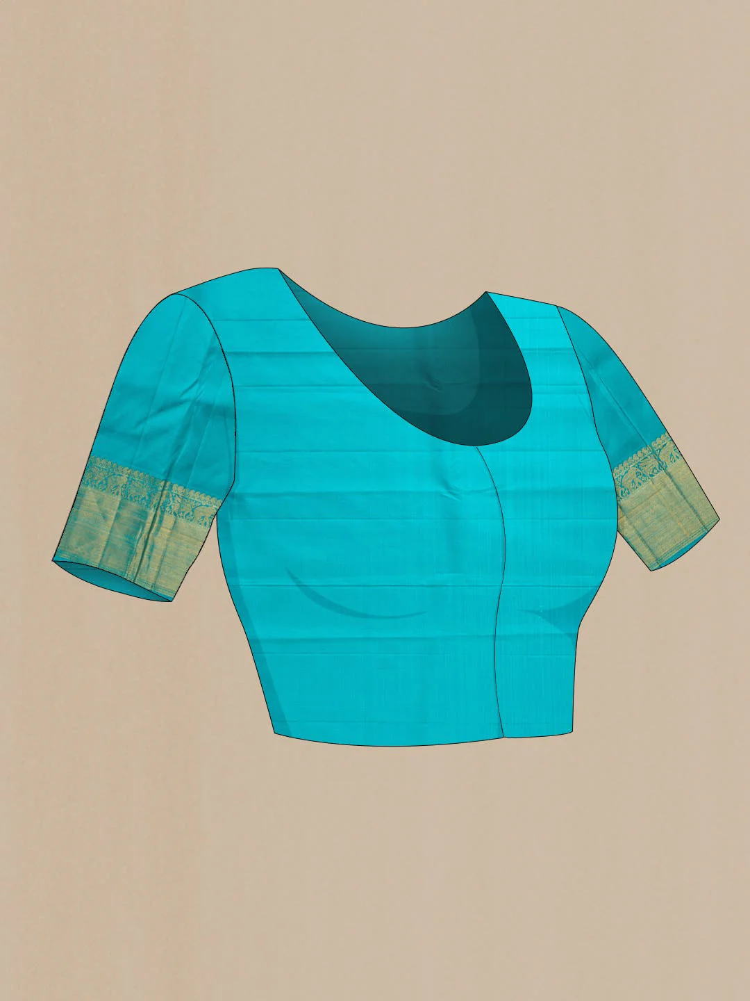 Pure Silk Pure Zari Sky Blue Dual Tone Kanjivaram Saree - Image 7