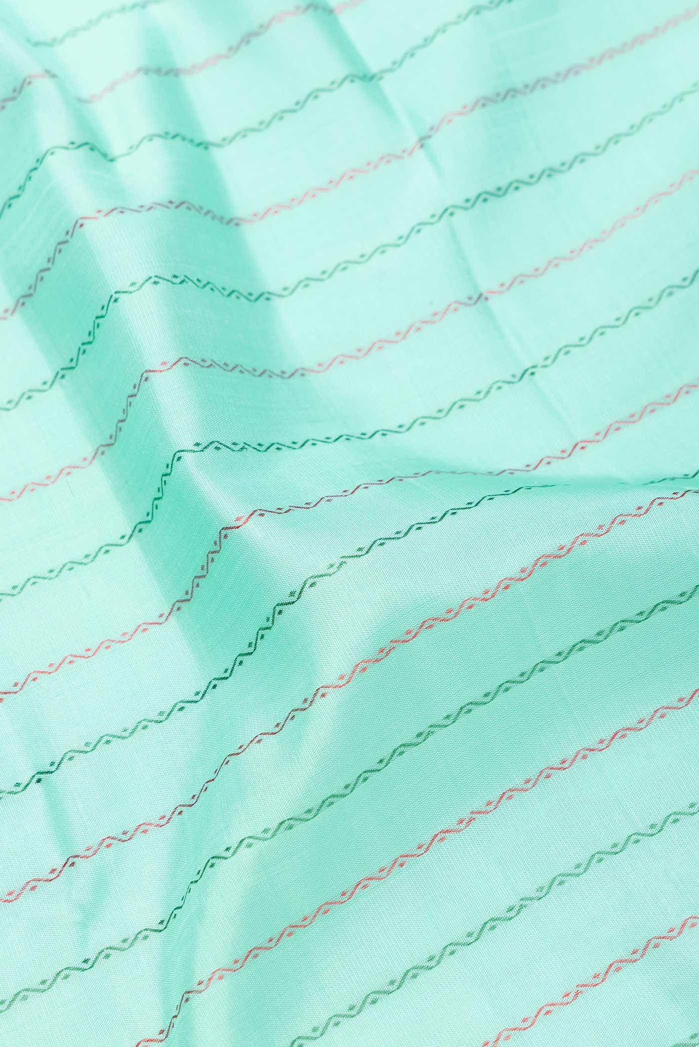 Pure Silk Pure Zari Sky Blue Dual Tone Kanjivaram Saree - Image 3