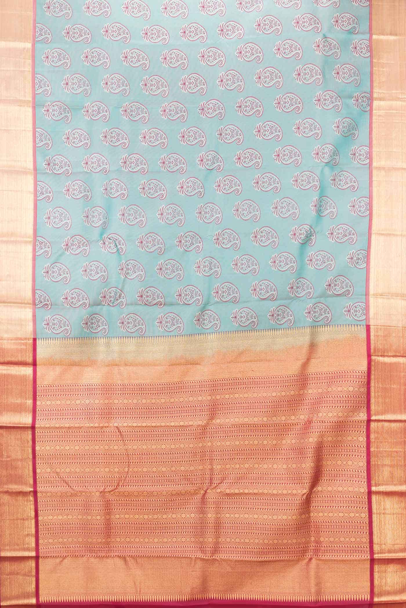 Sky Blue Dual Tone Kanjivaram Silk Saree - Image 4