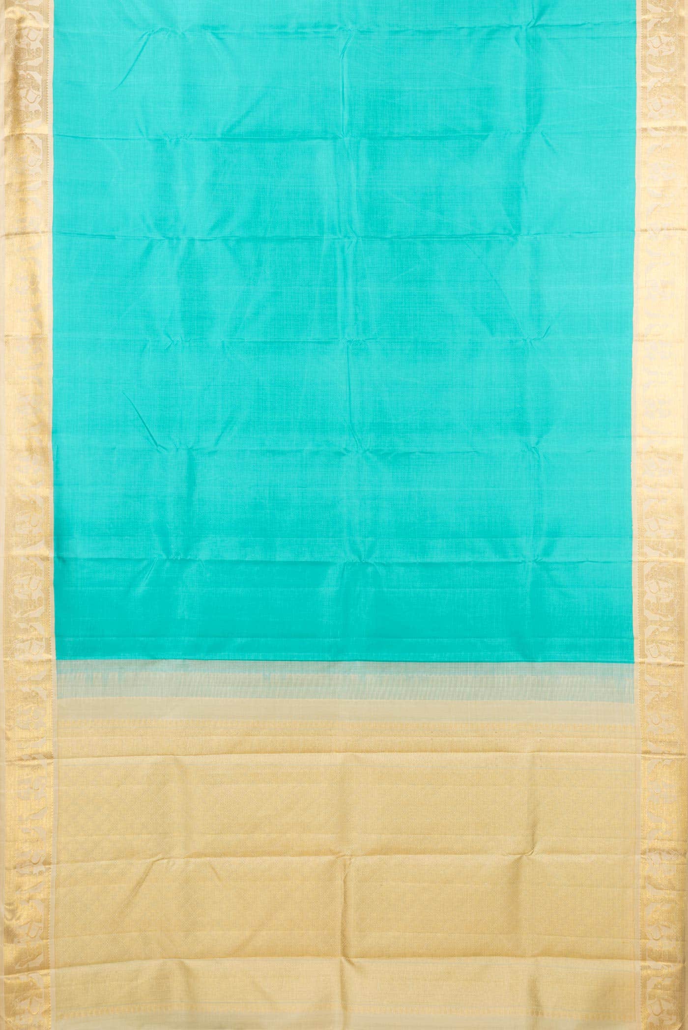 Pure Silk Pure Zari Sky Blue Dual Tone Kanjivaram Saree - Image 4