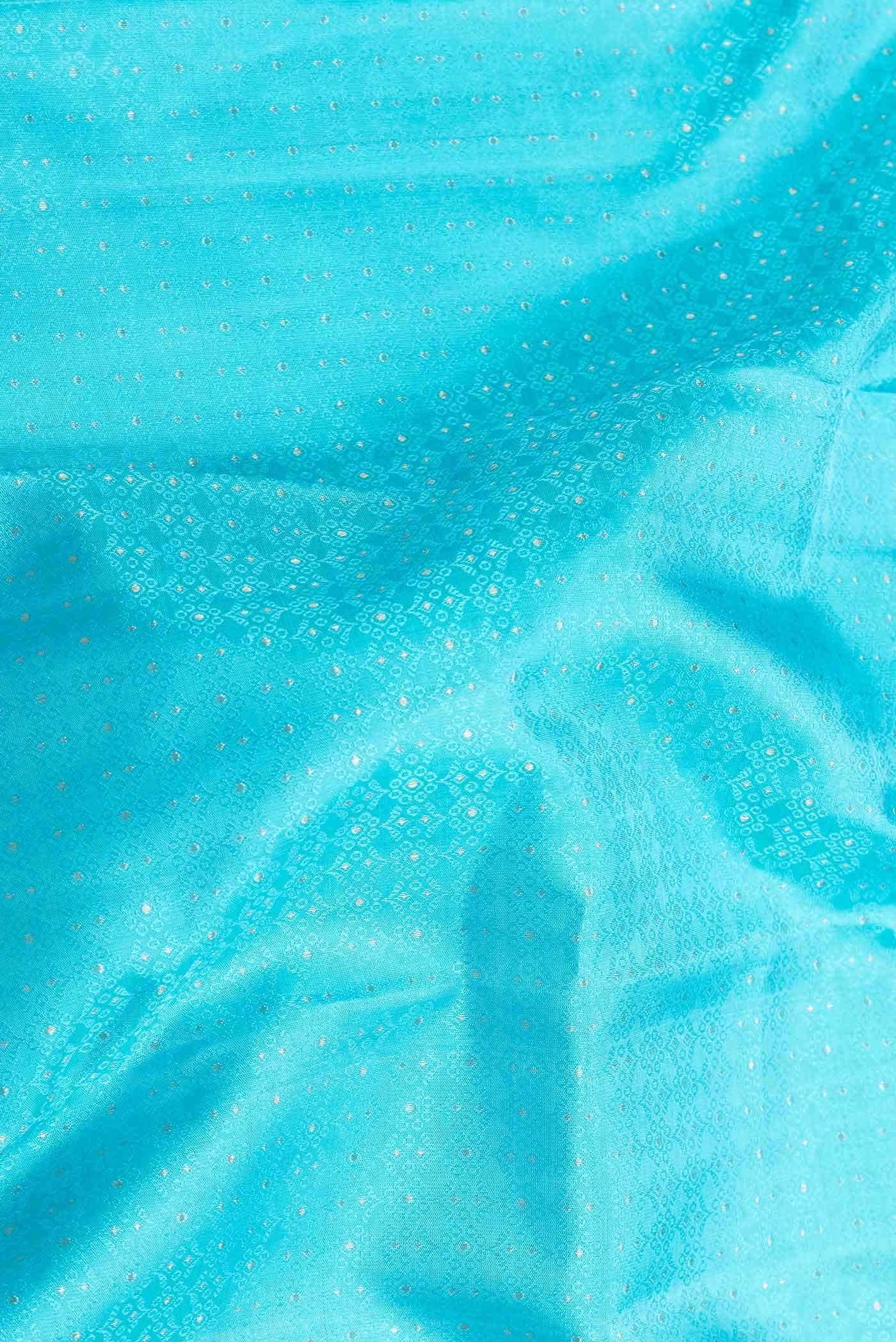 Pure Silk Pure Zari Sky Blue Dual Tone Kanchipuram Saree - Image 3