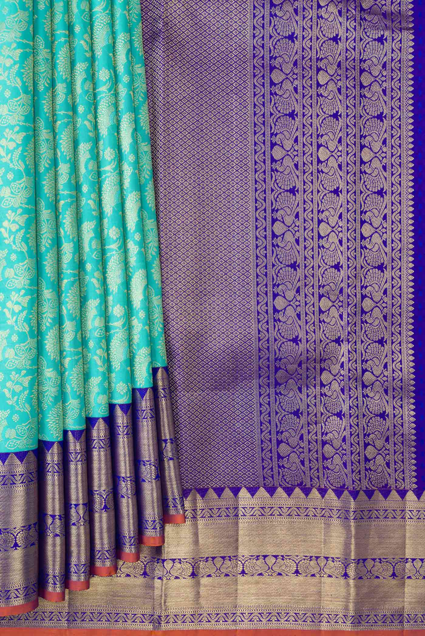 Sky Blue Kanjivaram Silk Saree - Image 4