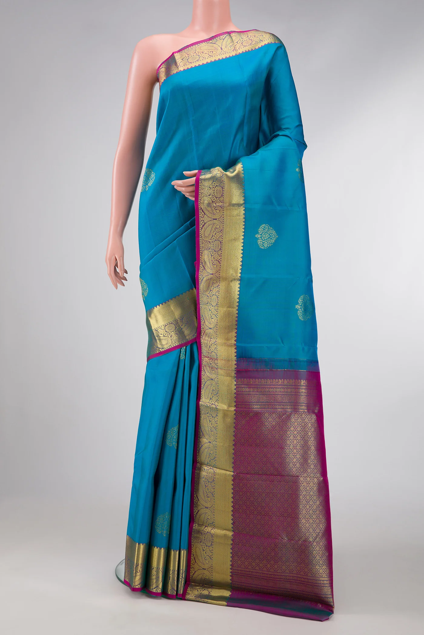 Sky Blue Kanjivaram Silk Saree