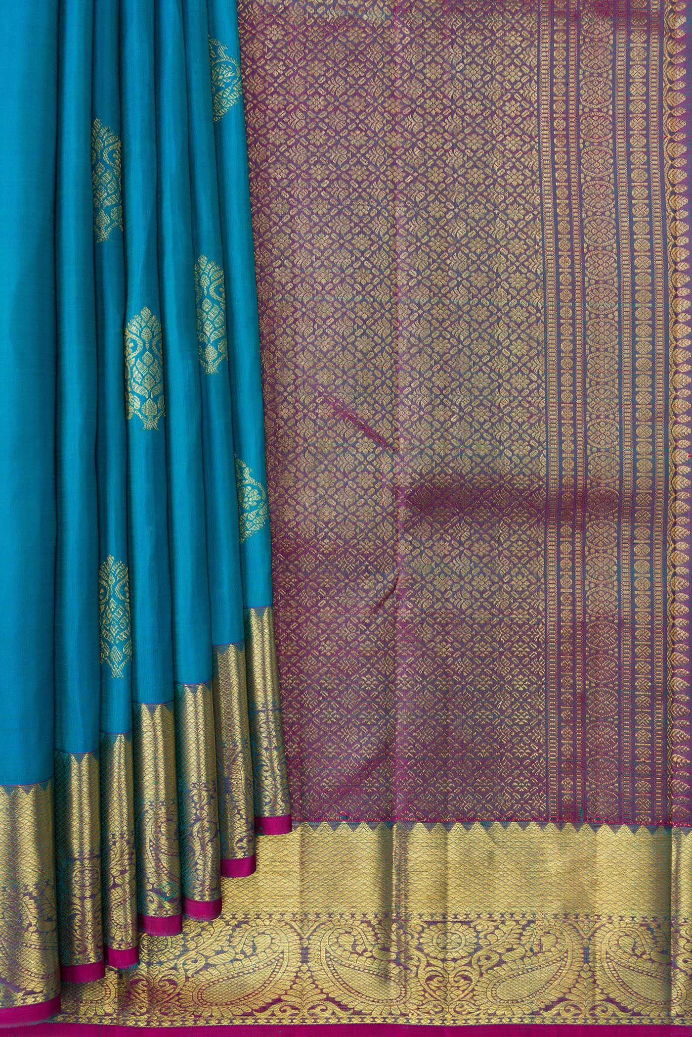 Sky Blue Kanjivaram Silk Saree - Image 4