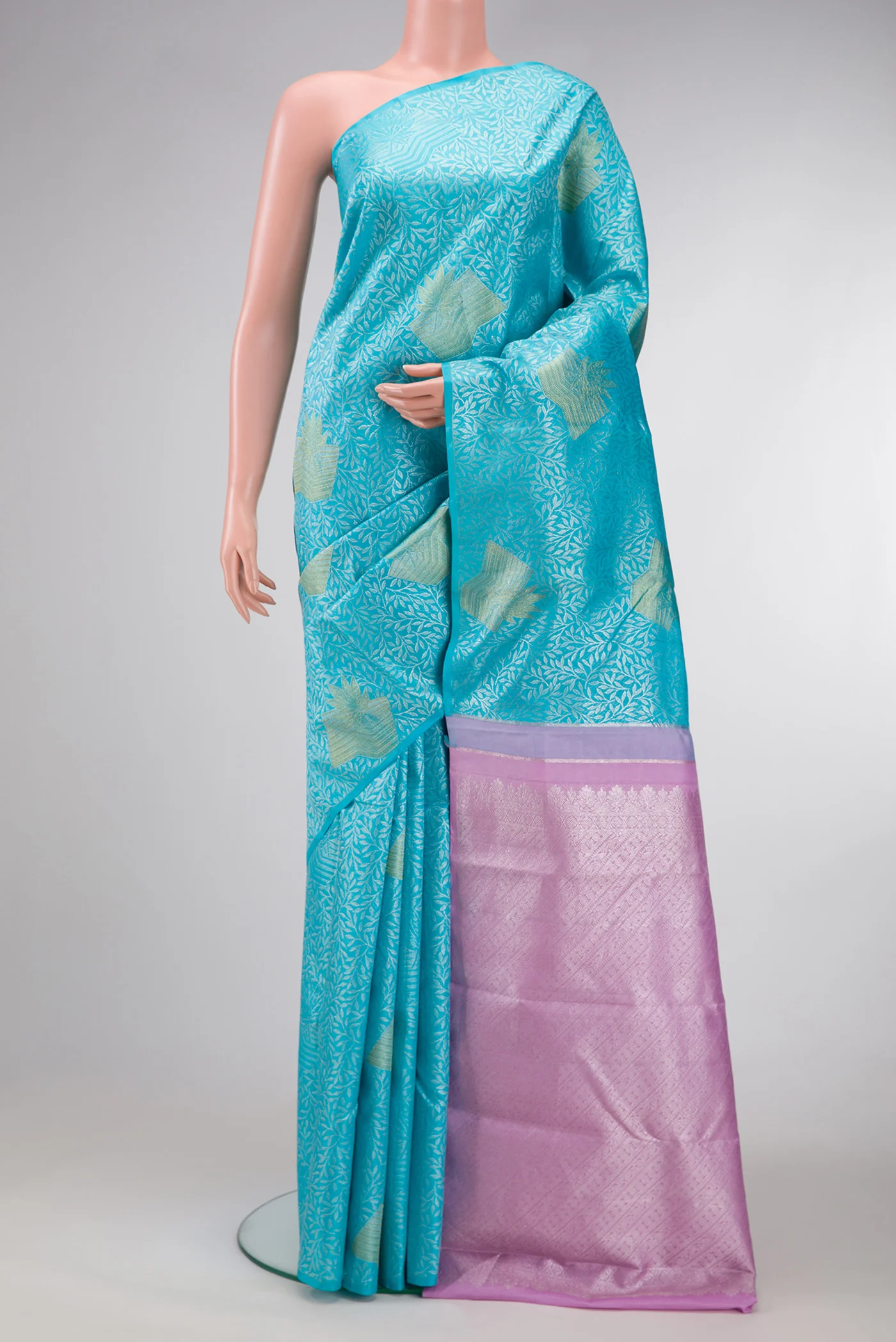 Sky Blue Kanjivaram Silk Saree