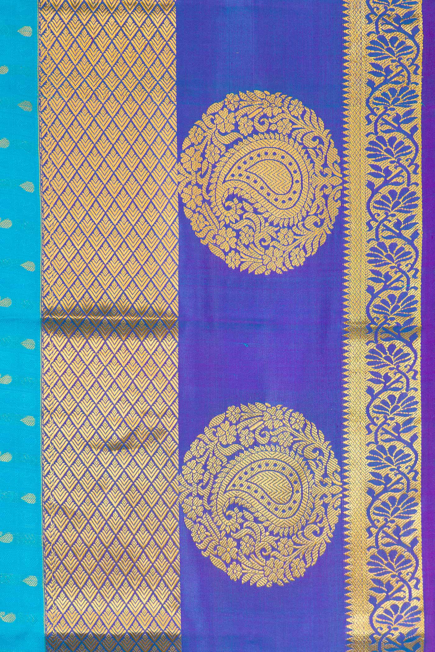 Sky Blue Kanjivaram Silk Saree - Image 3