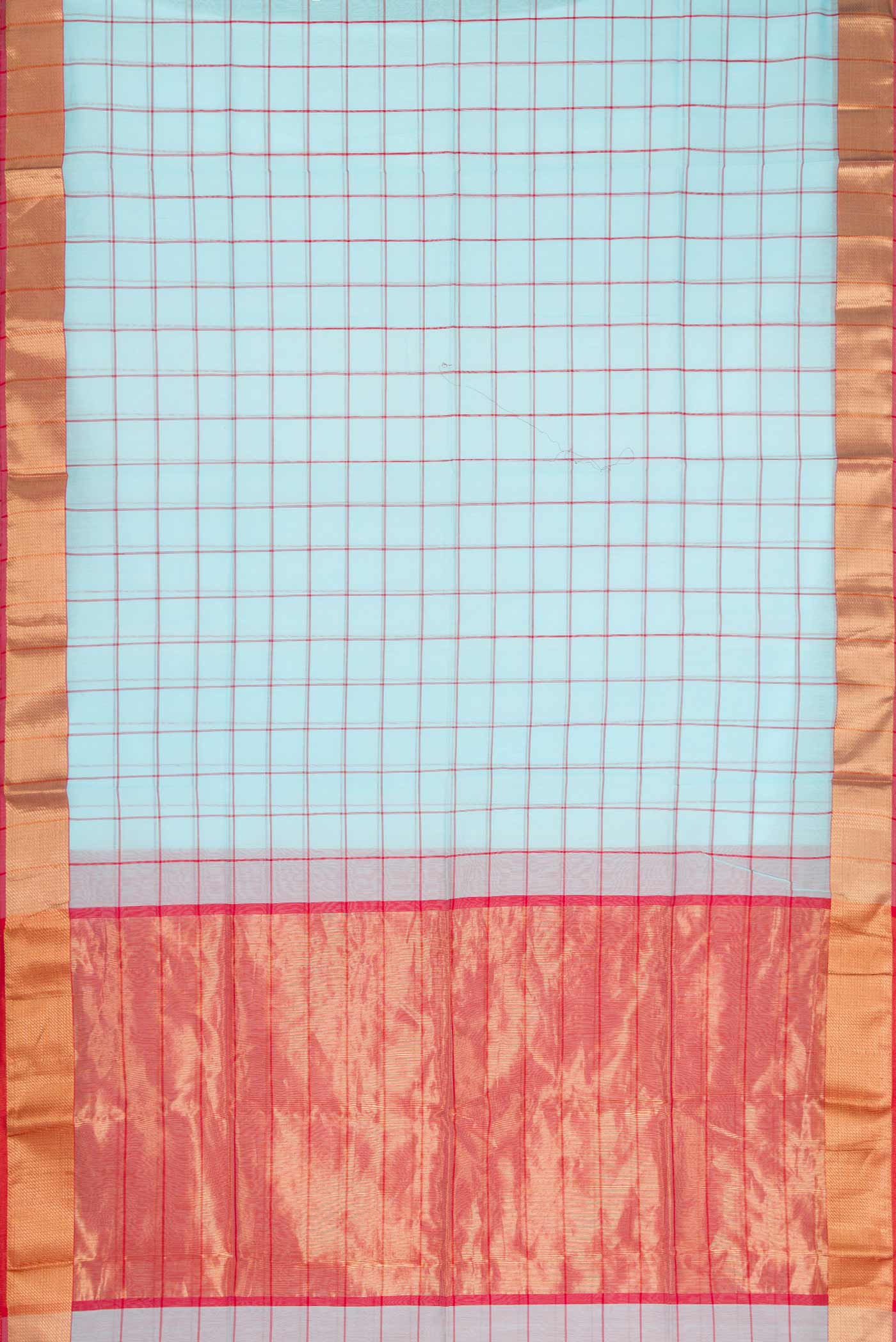 Sky Blue Dual Tone Maheshwari Silk Saree - Image 3