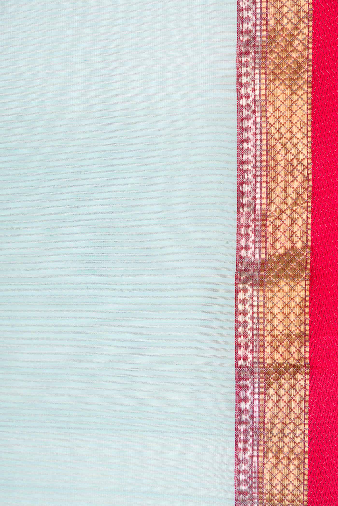 Sky Blue Dual Tone Maheshwari Silk Saree - Image 3