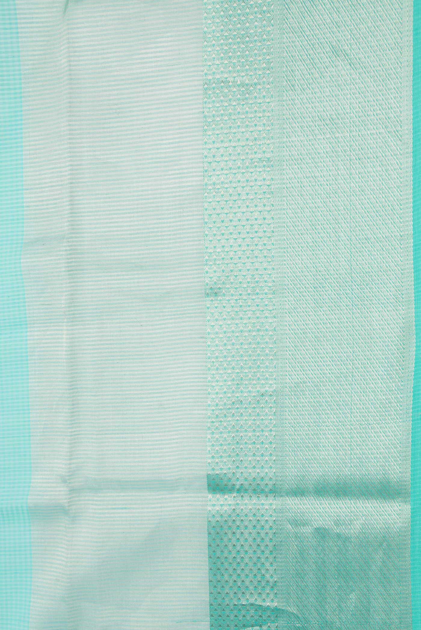 Sky Blue Dual Tone Maheshwari Silk Saree - Image 3