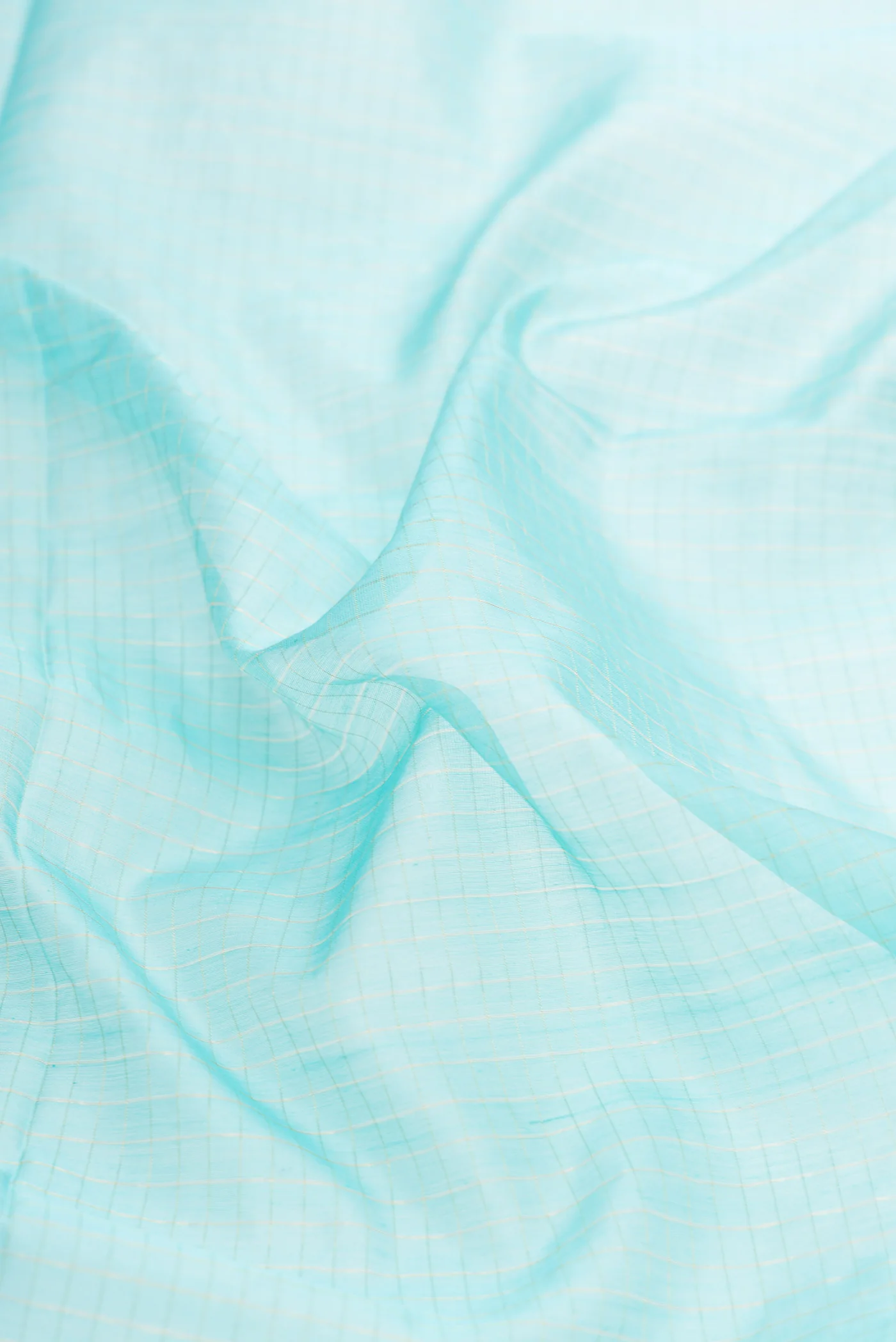 Sky Blue Maheshwari Silk Cotton Saree - Image 2