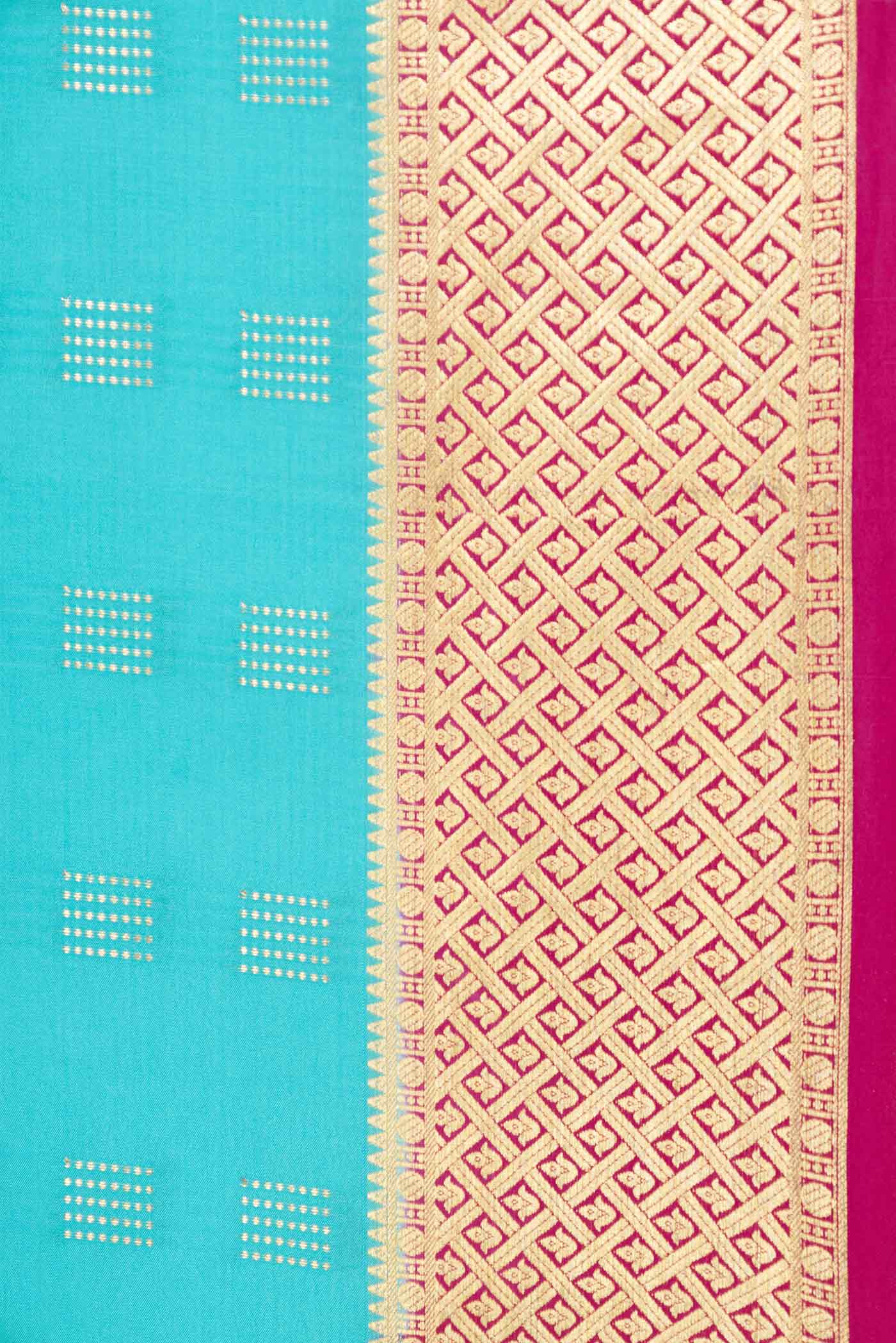 Sky Blue Dual Tone Mysore Crepe Saree - Image 3