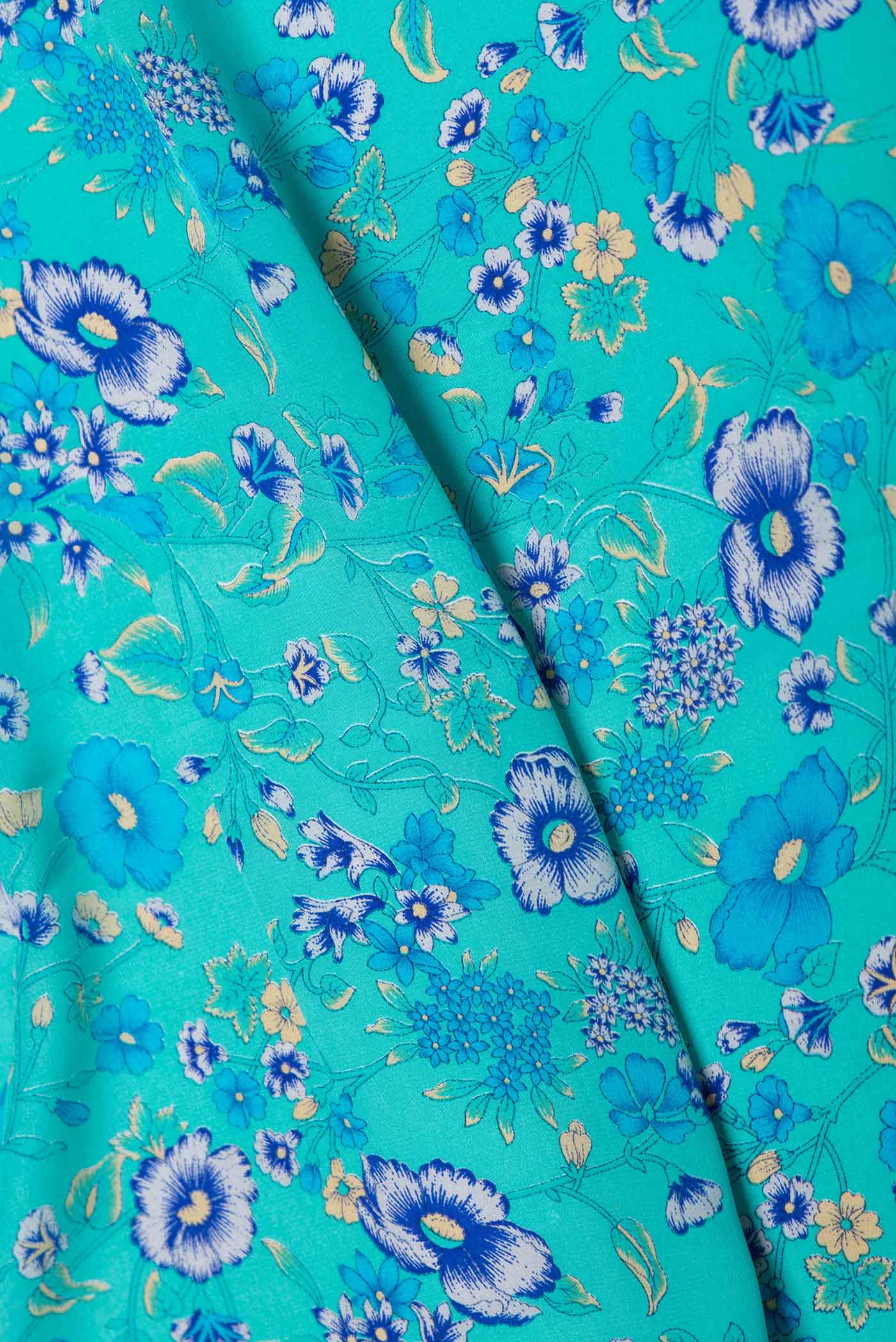 Sky Blue Dual Tone Mysore Crepe Saree - Image 2