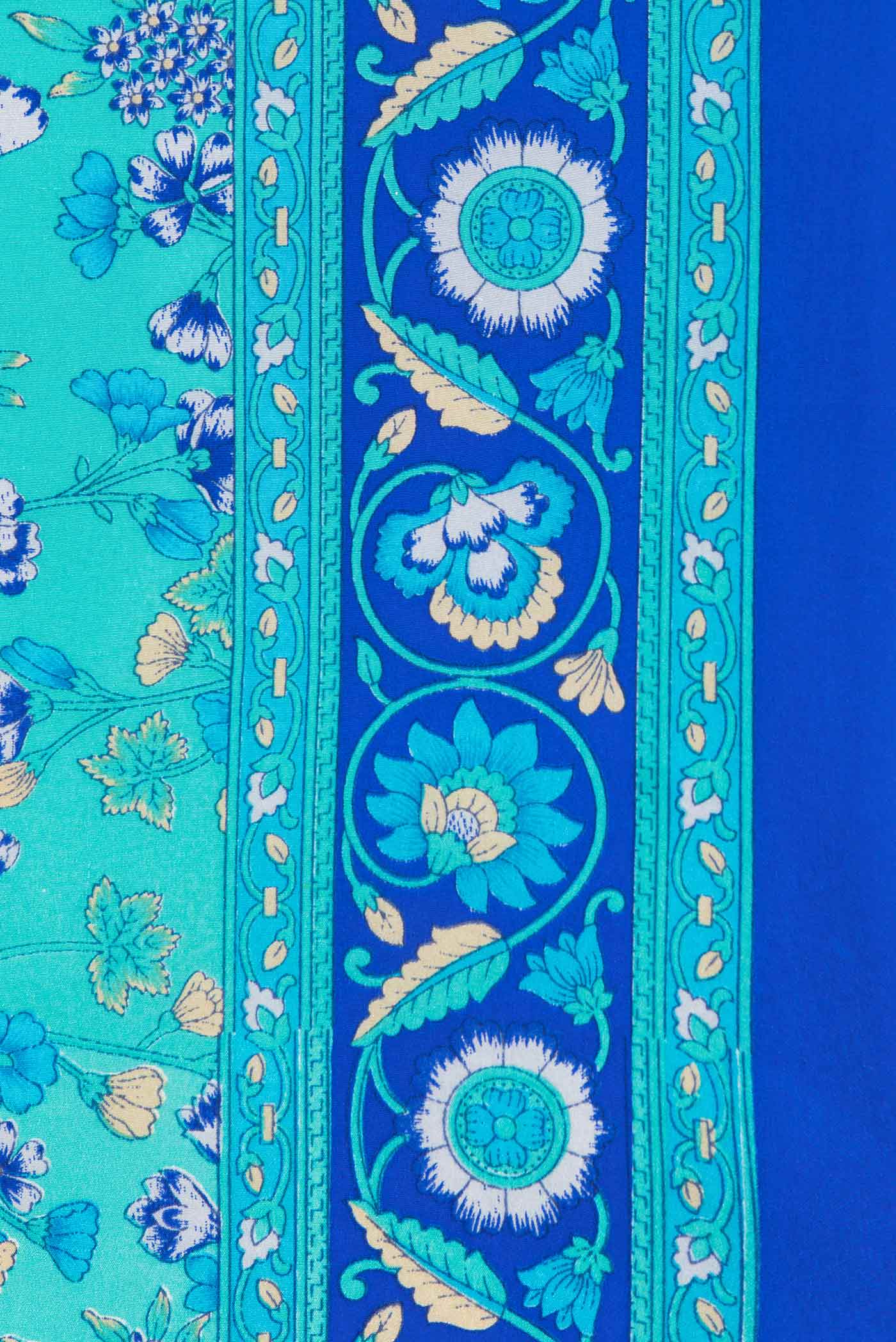 Sky Blue Dual Tone Mysore Crepe Saree - Image 3
