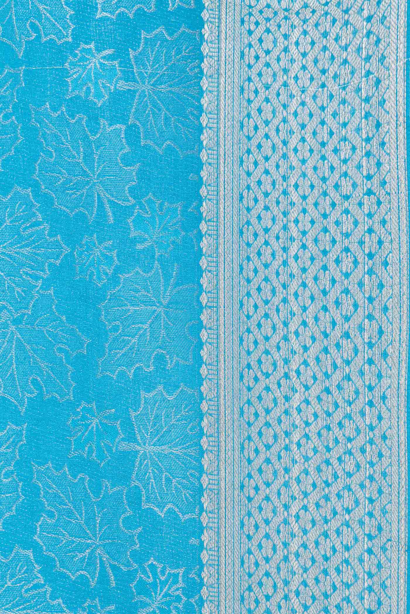 Sky Blue Dual Tone Mysore Crepe Saree - Image 3