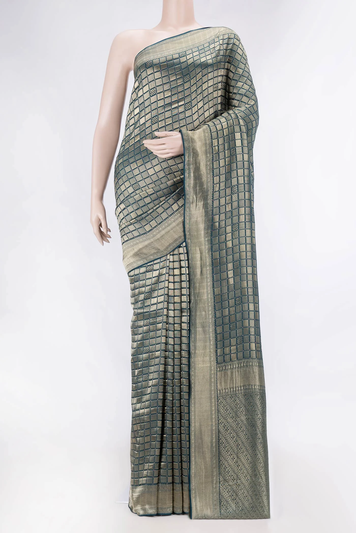 Blue Mysore Crepe Saree