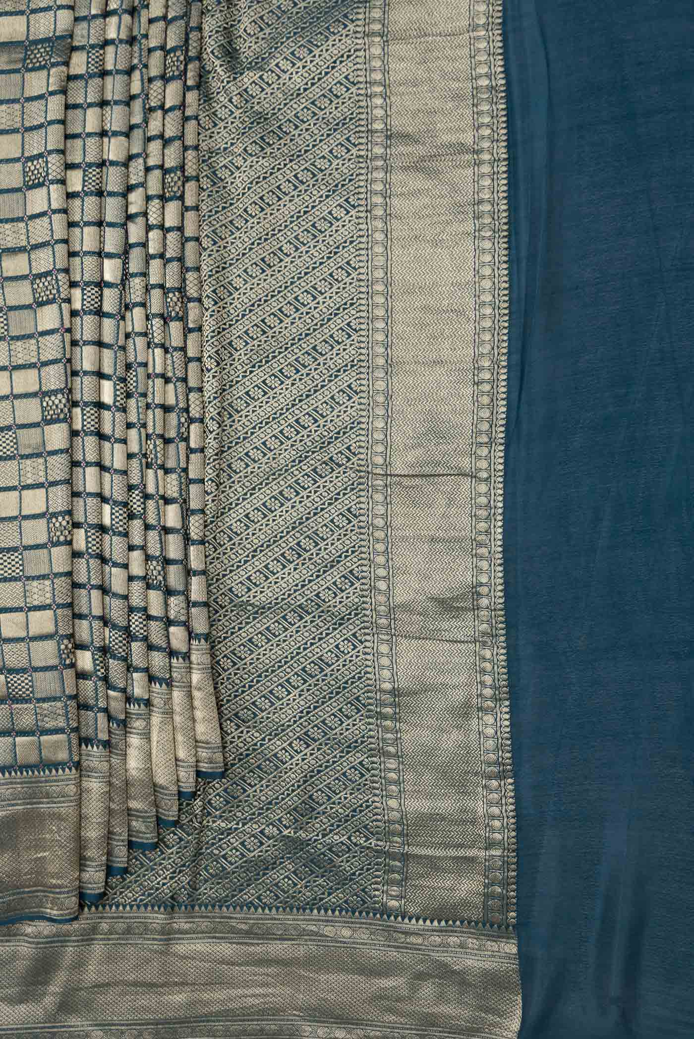 Blue Mysore Crepe Saree - Image 4