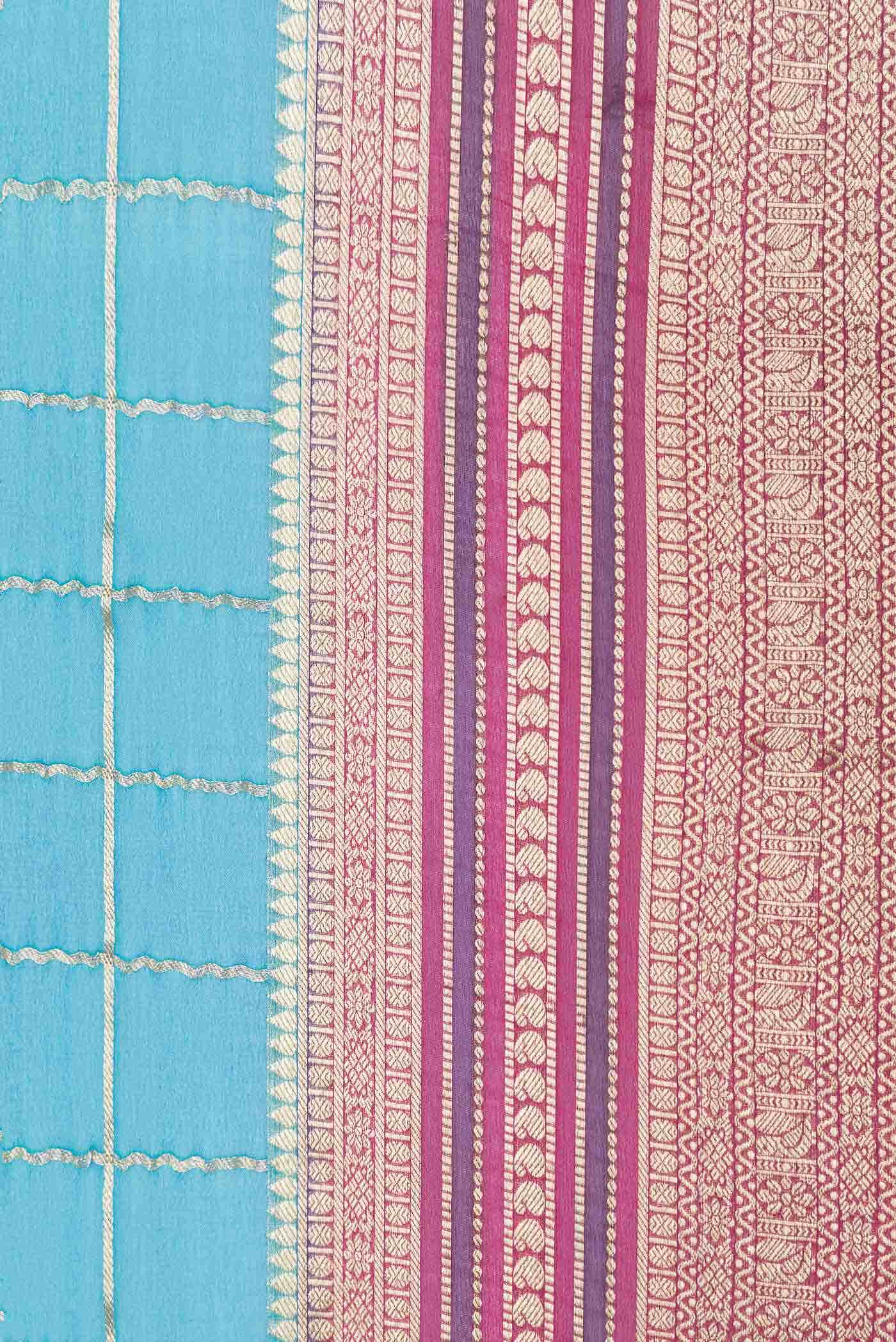 Sky Blue Dual Tone Mysore Georgette Saree - Image 3