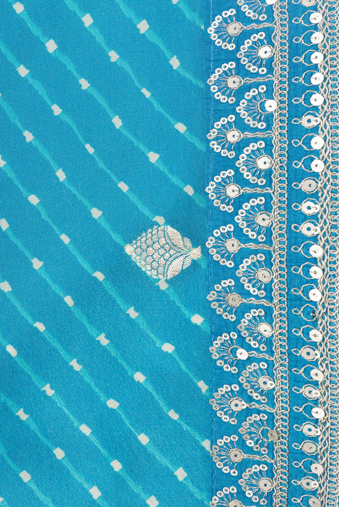 Sky Blue Crepe Saree - Image 3
