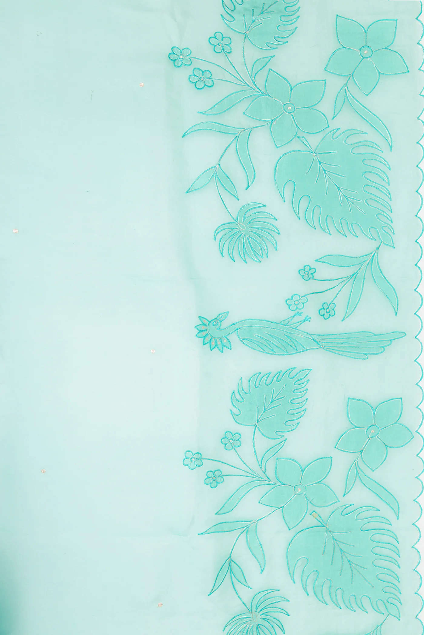 Sky Blue Organza Silk Saree - Image 3