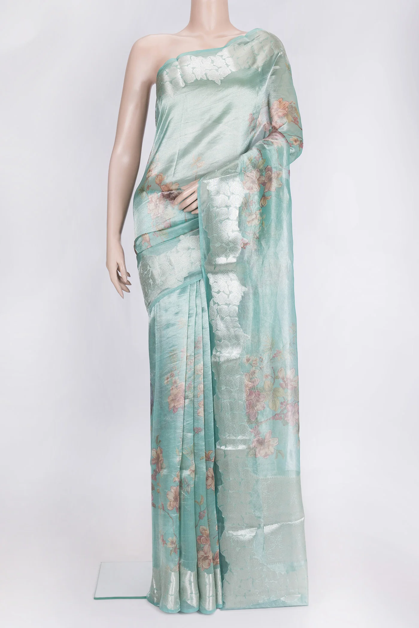 Light Blue Organza Silk Saree