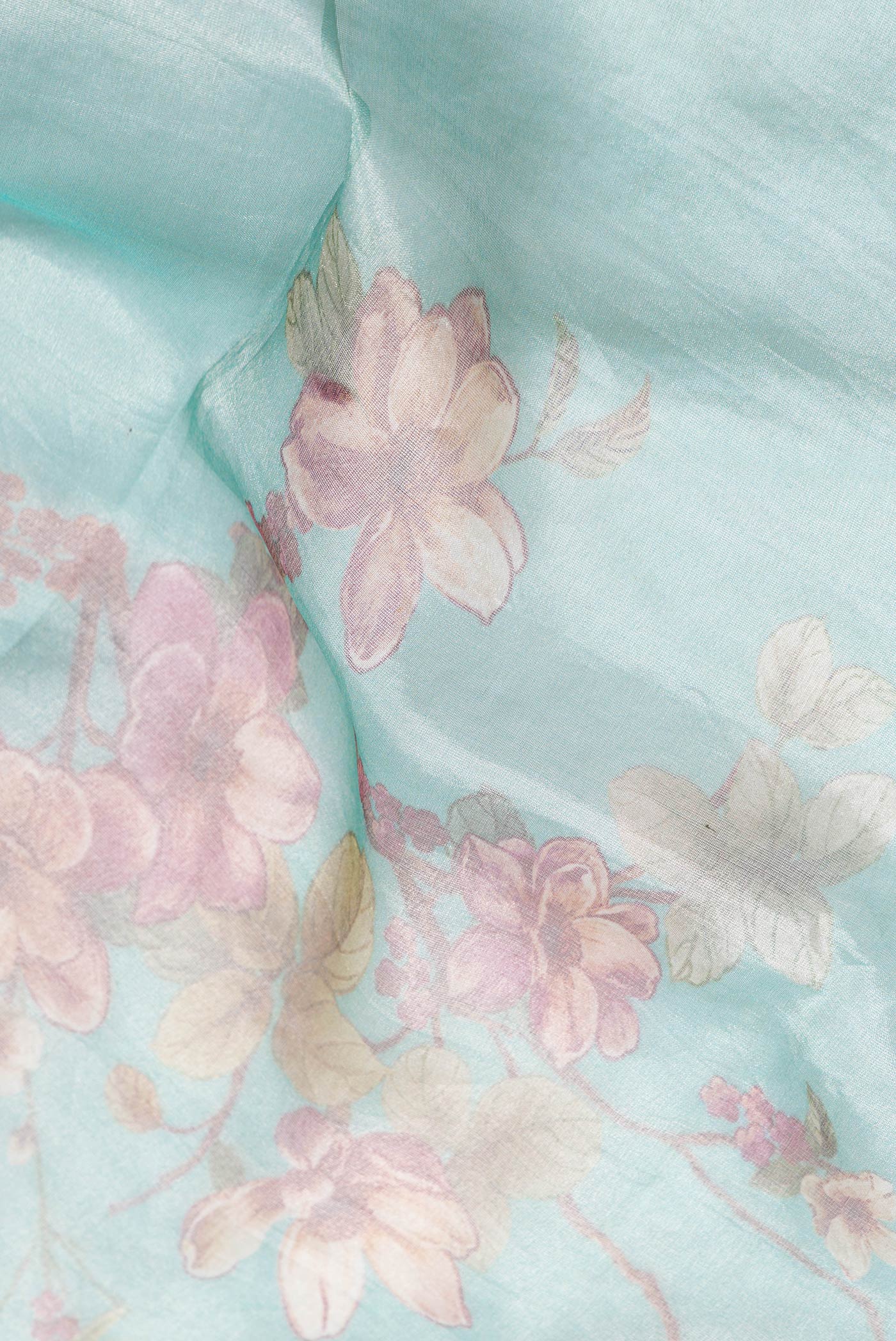 Light Blue Organza Silk Saree - Image 2