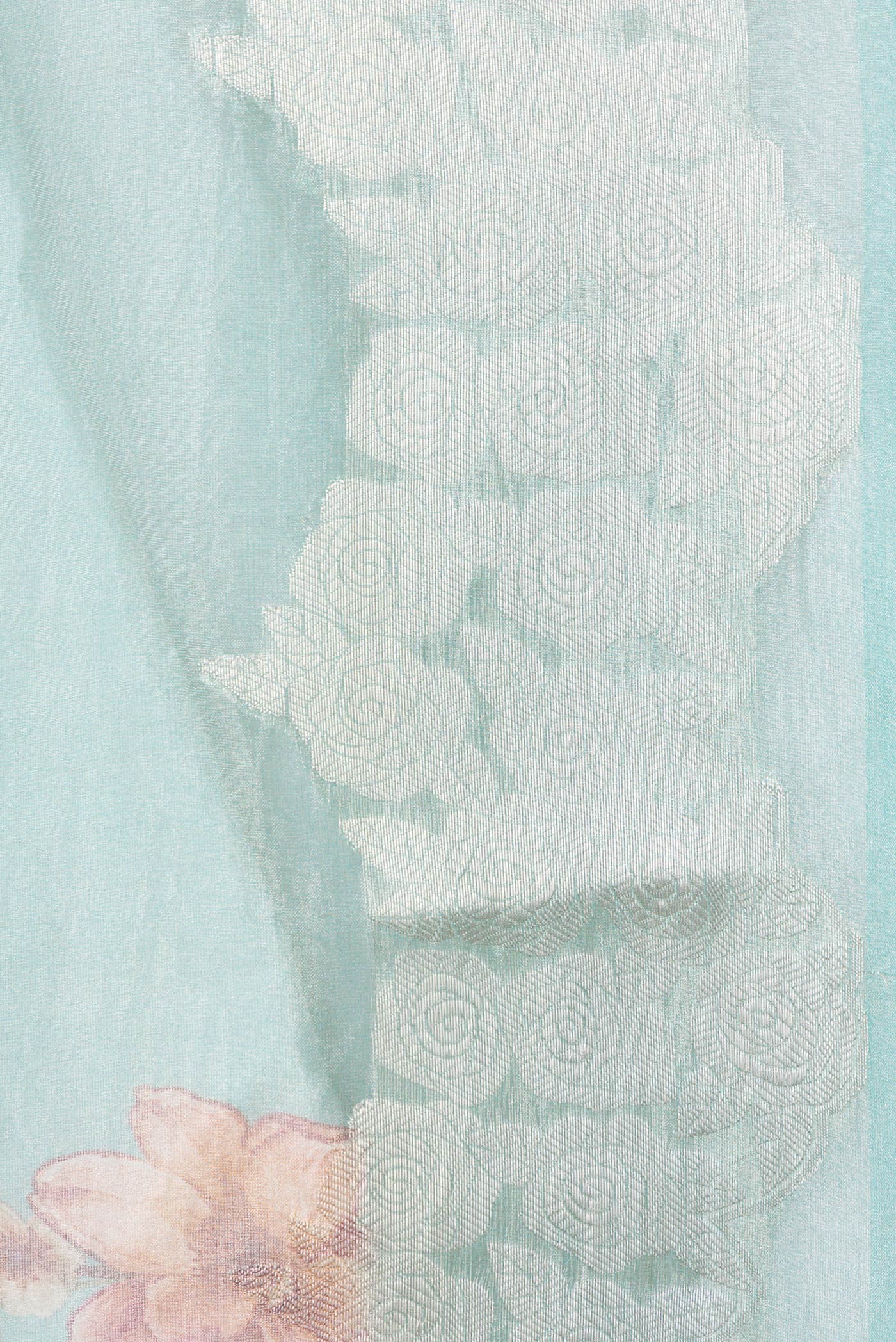 Light Blue Organza Silk Saree - Image 3