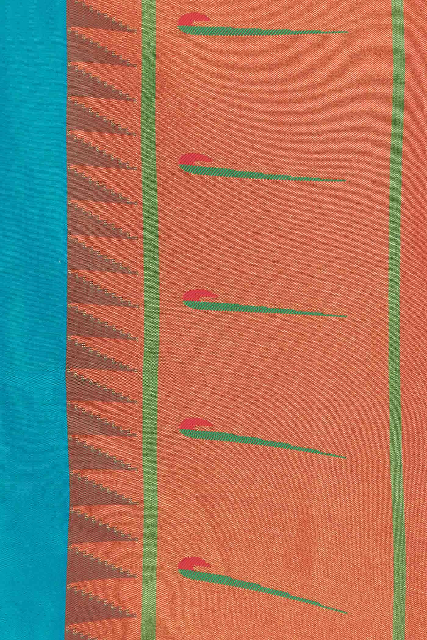 Sky Blue Dual Tone Paithani Silk Saree - Image 3