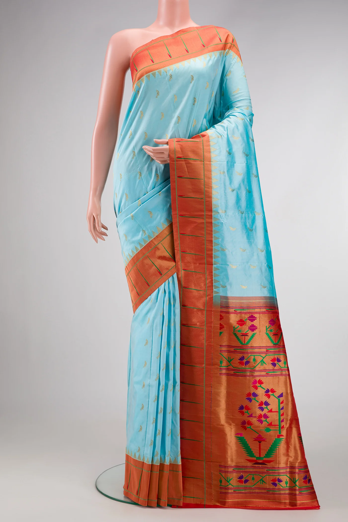 Sky Blue Paithani Silk Saree
