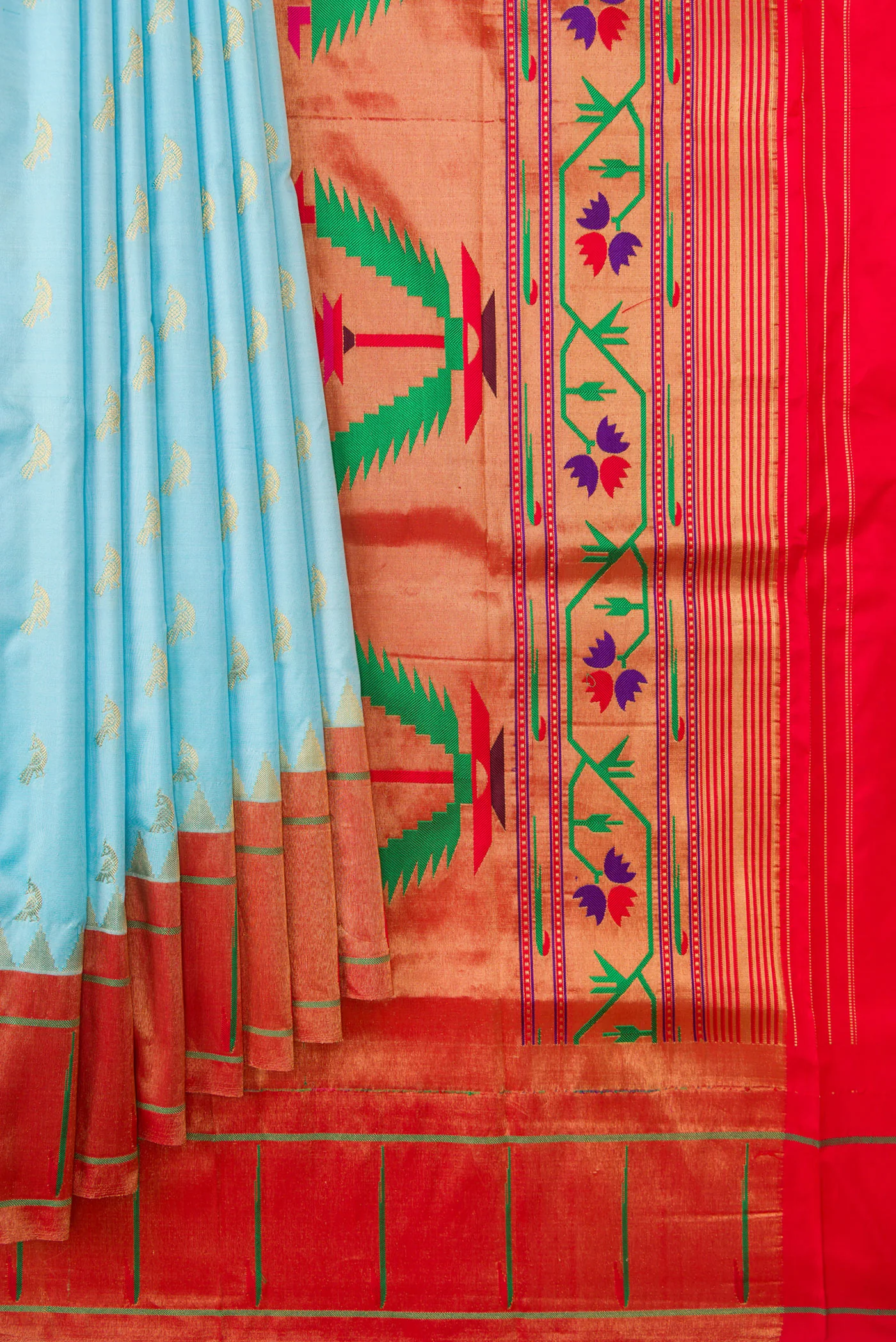 Sky Blue Paithani Silk Saree - Image 4