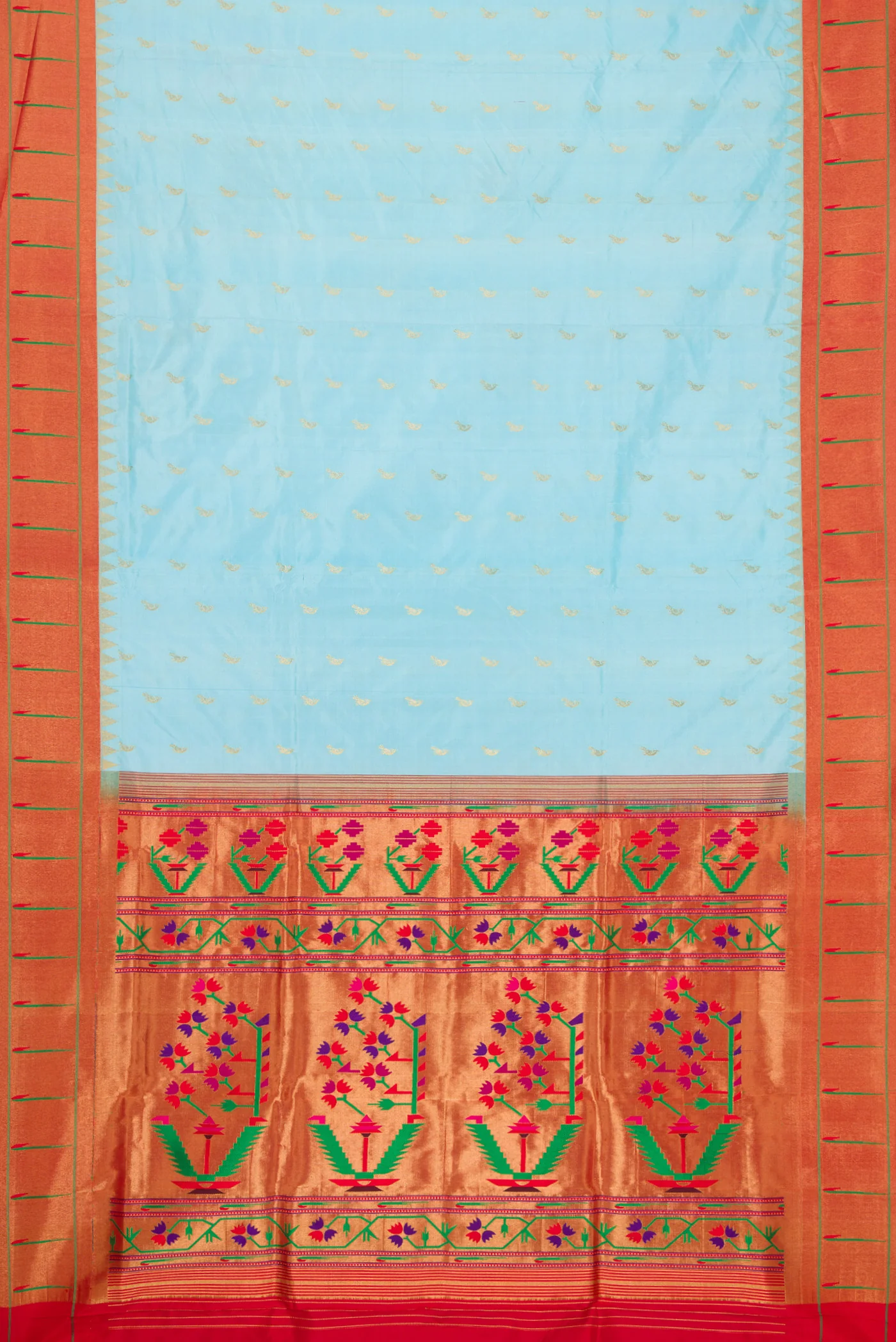 Sky Blue Paithani Silk Saree - Image 6