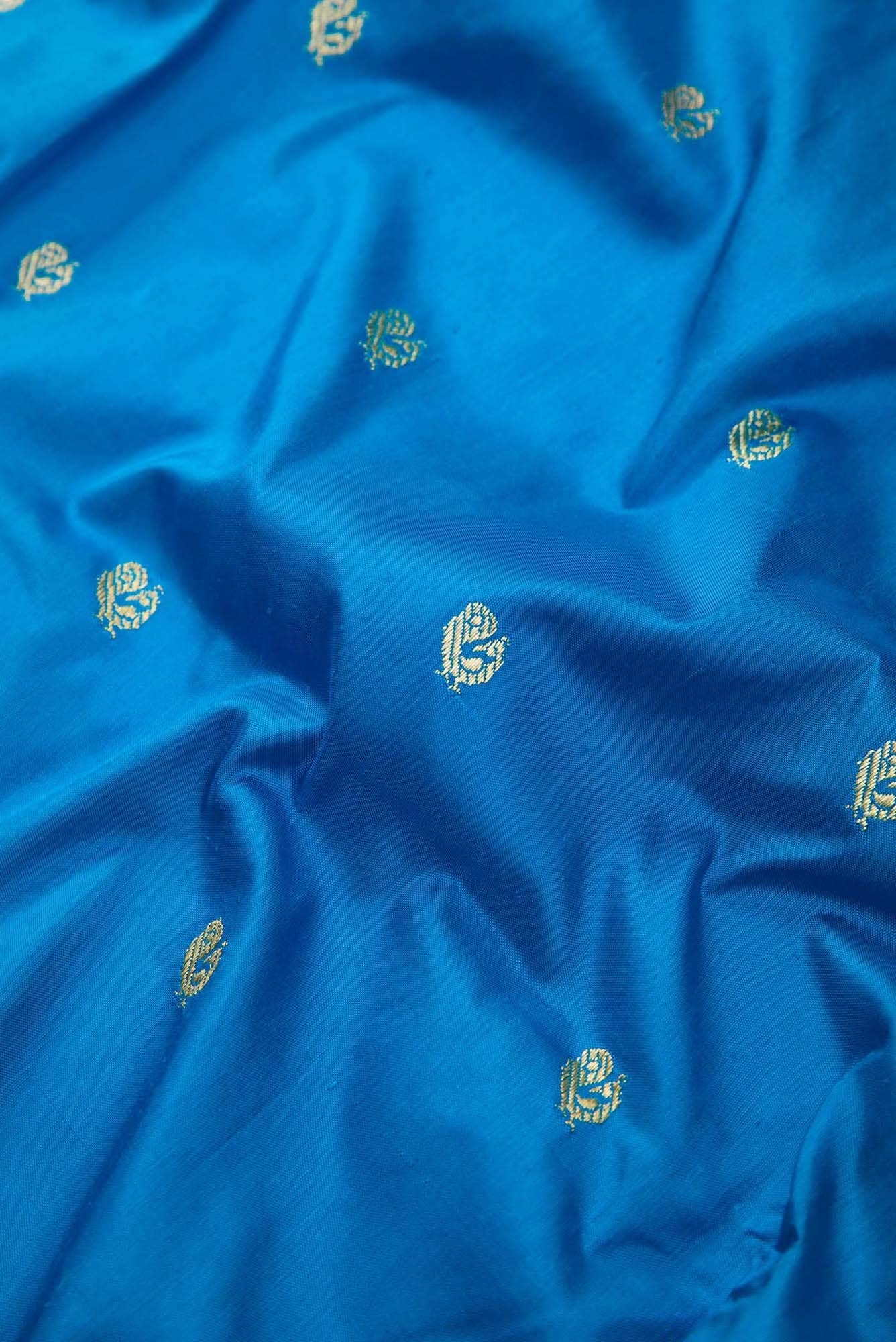 Sky Blue Dual Tone Paithani Silk Saree - Image 3