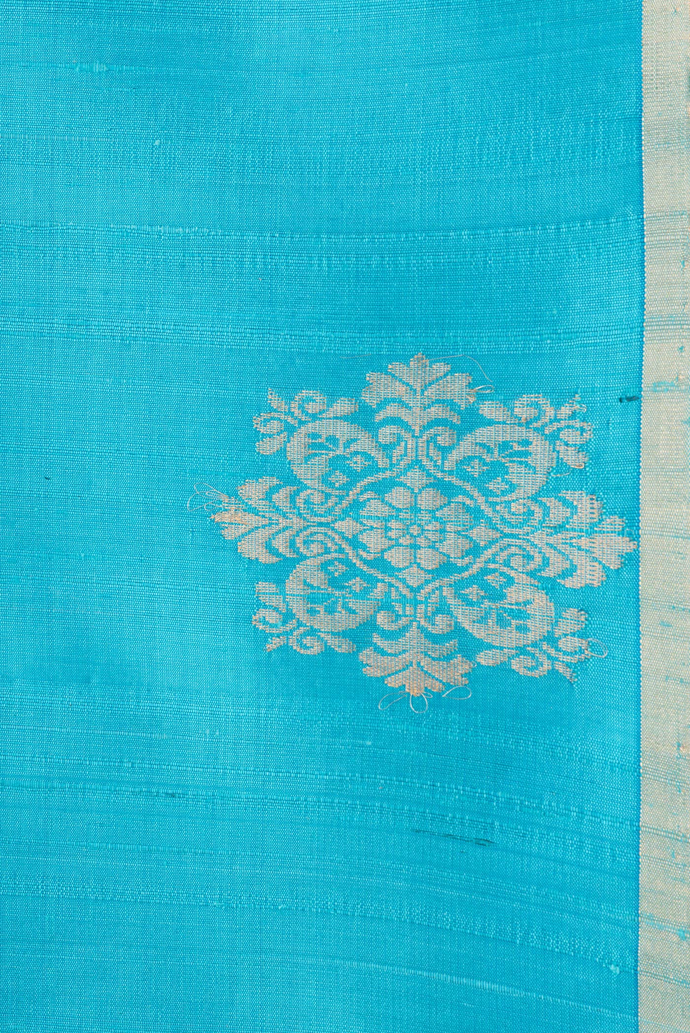 Sky Blue Raw Silk Saree - Image 3