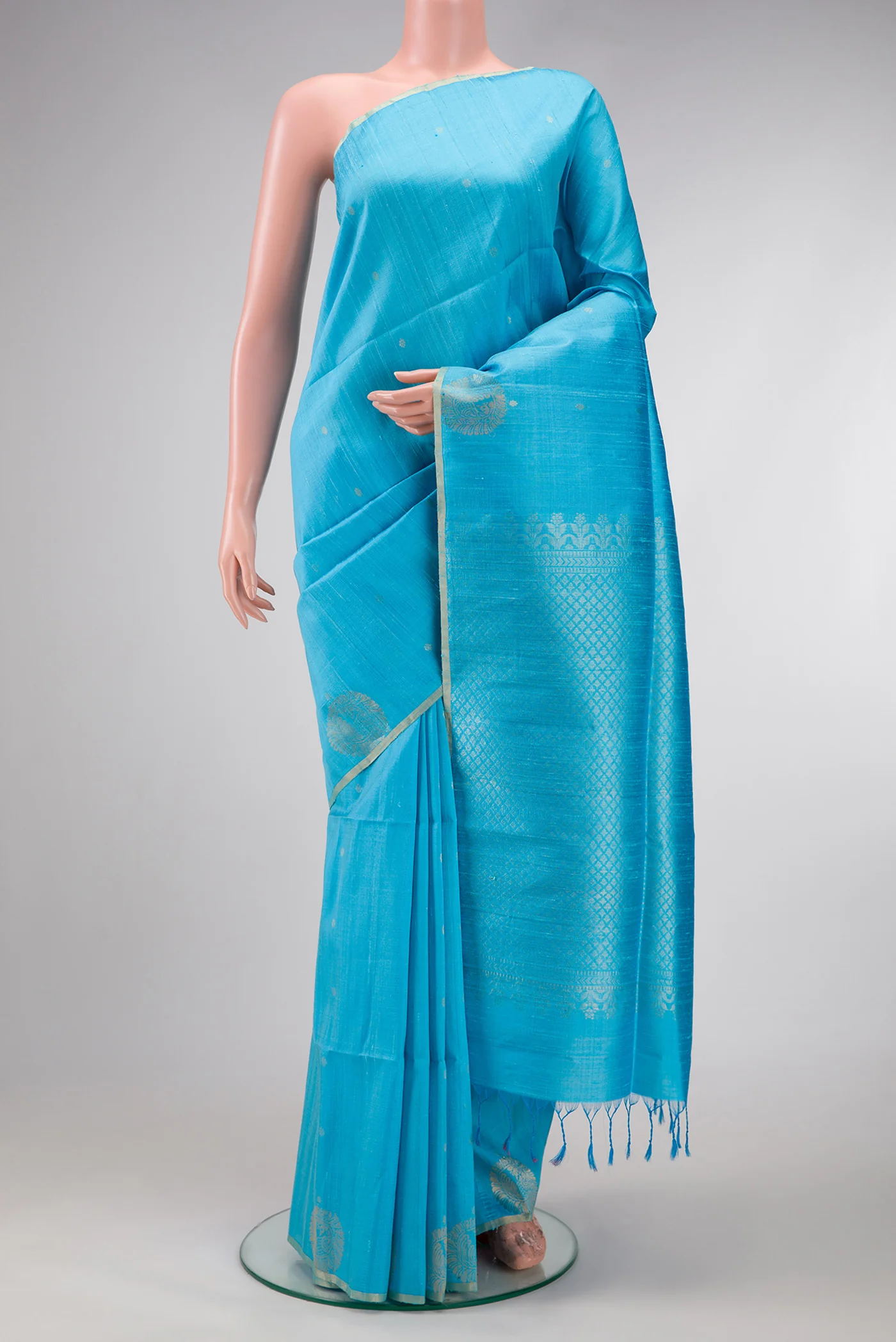 Sky Blue Raw Silk Saree